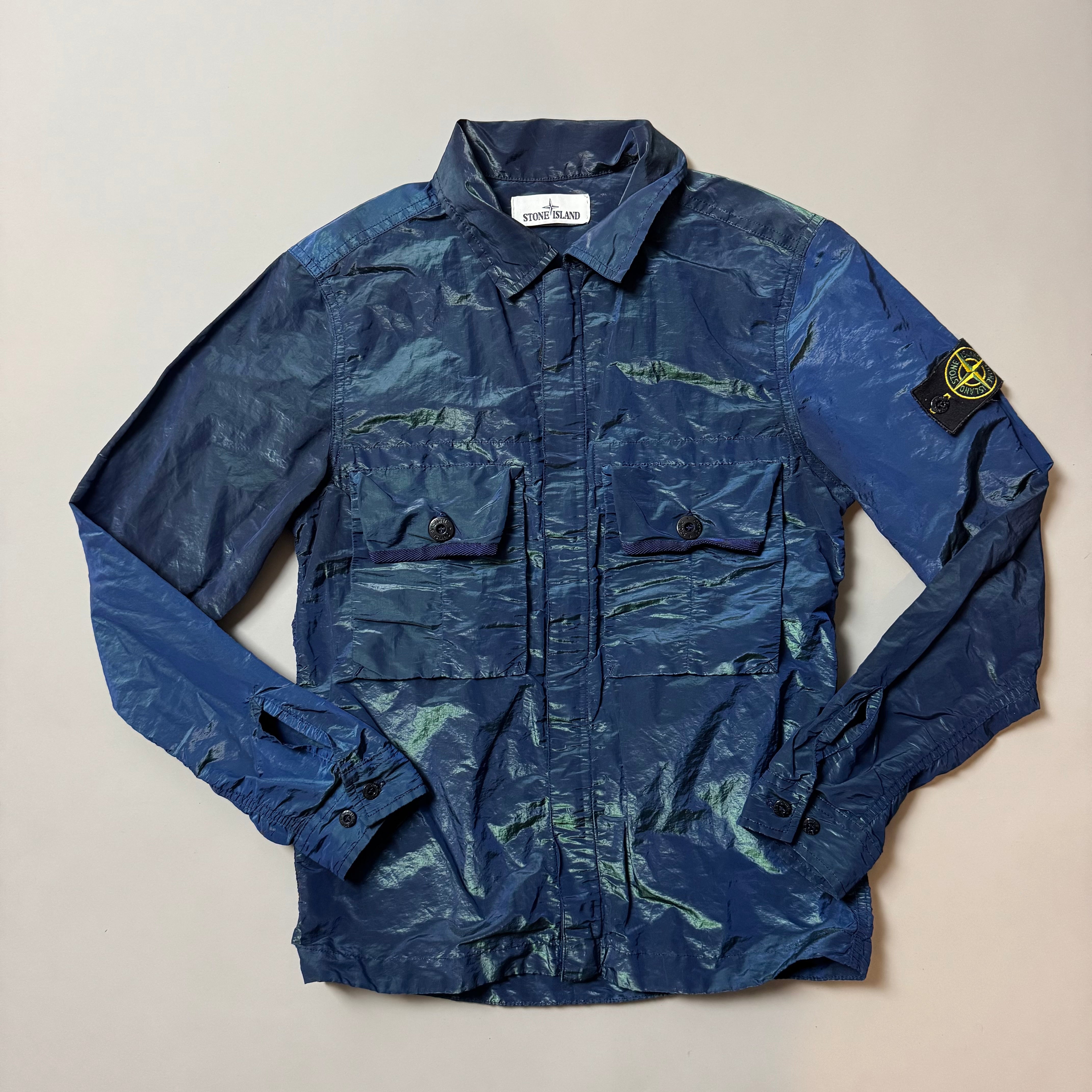 Stone Island Blue Green Weft Overshirt - Small