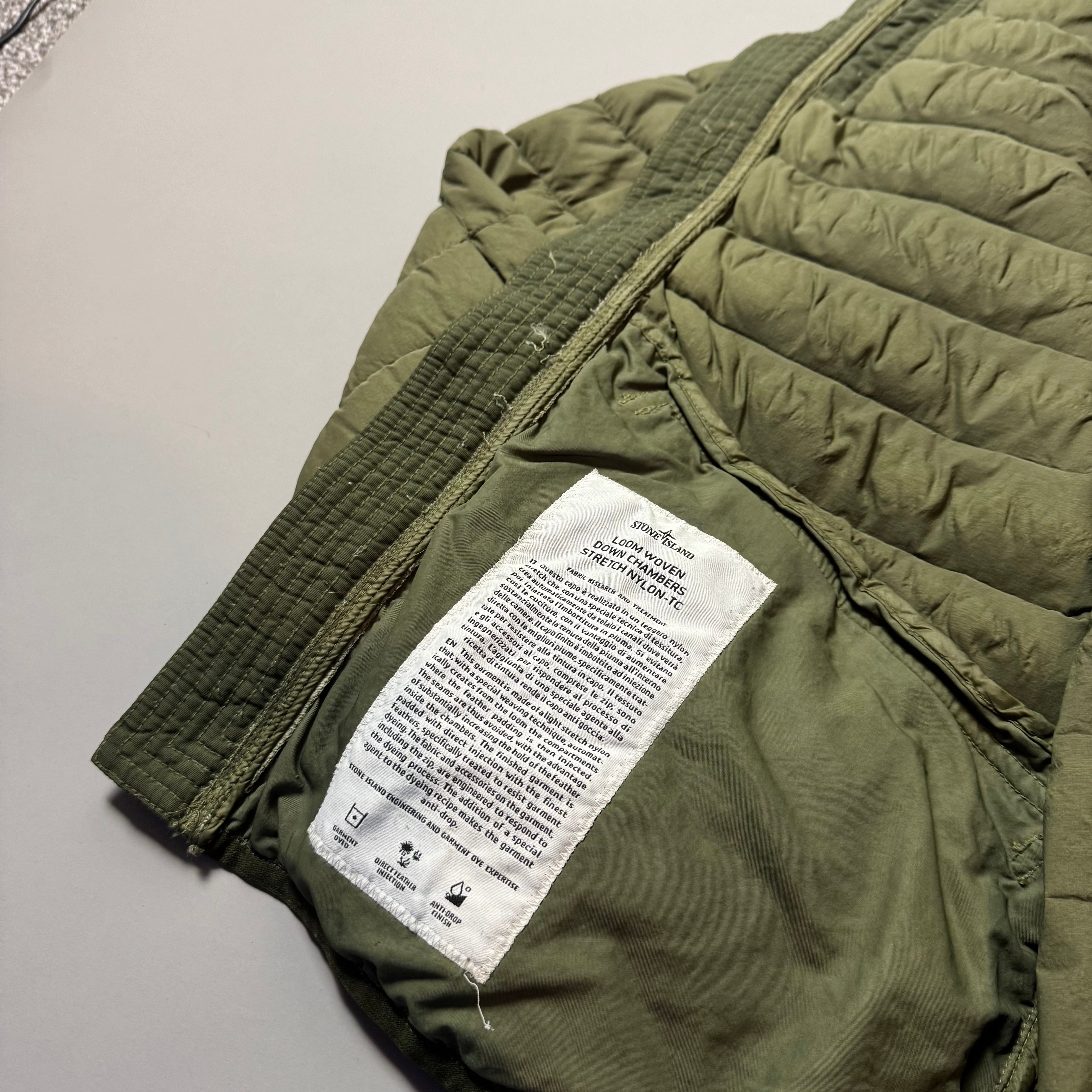 Stone Island Green Loom Woven Down Chambers Stretch Nylon-Tc Jacket - Medium