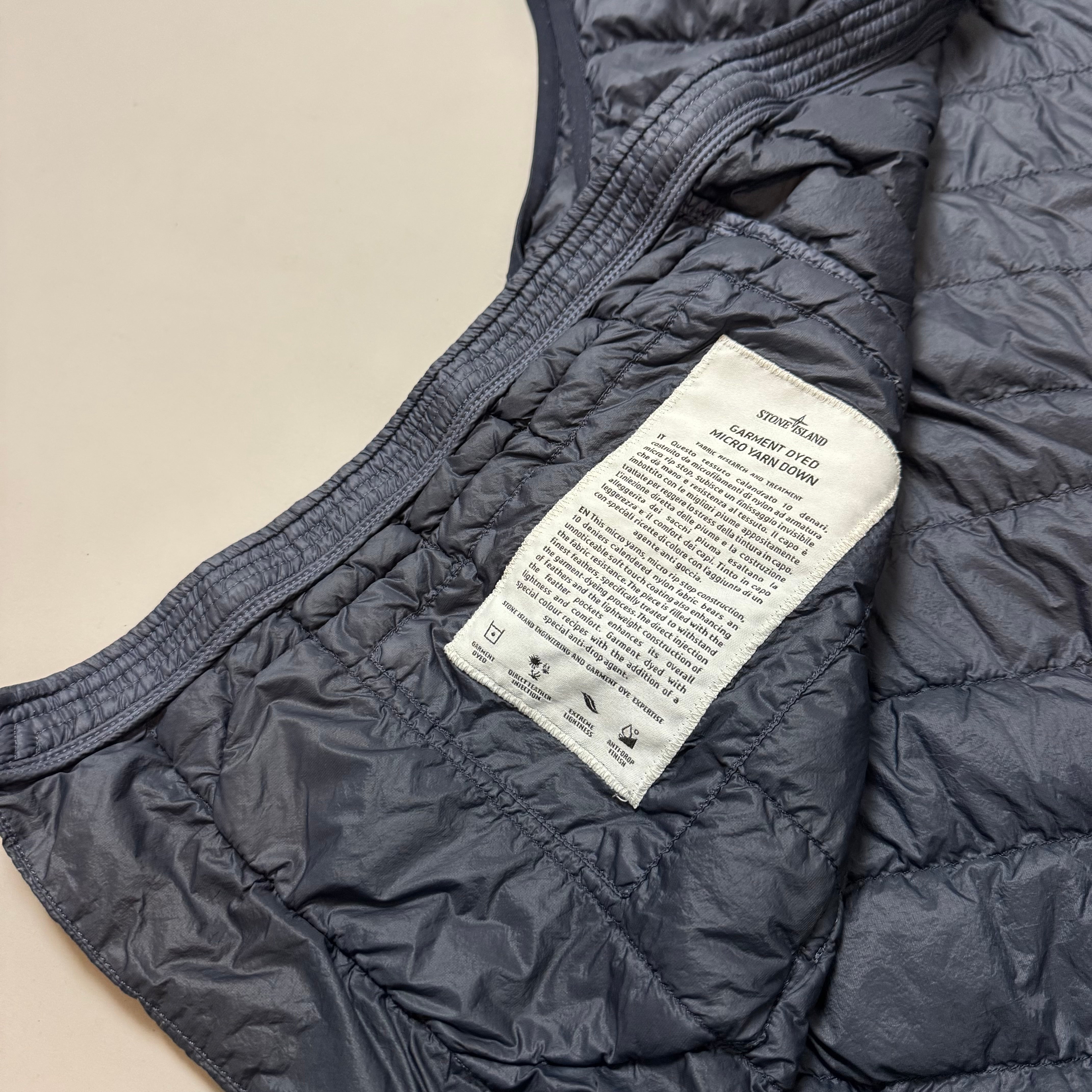 Stone Island Navy Blue Garment Dyed Down Gilet - Medium