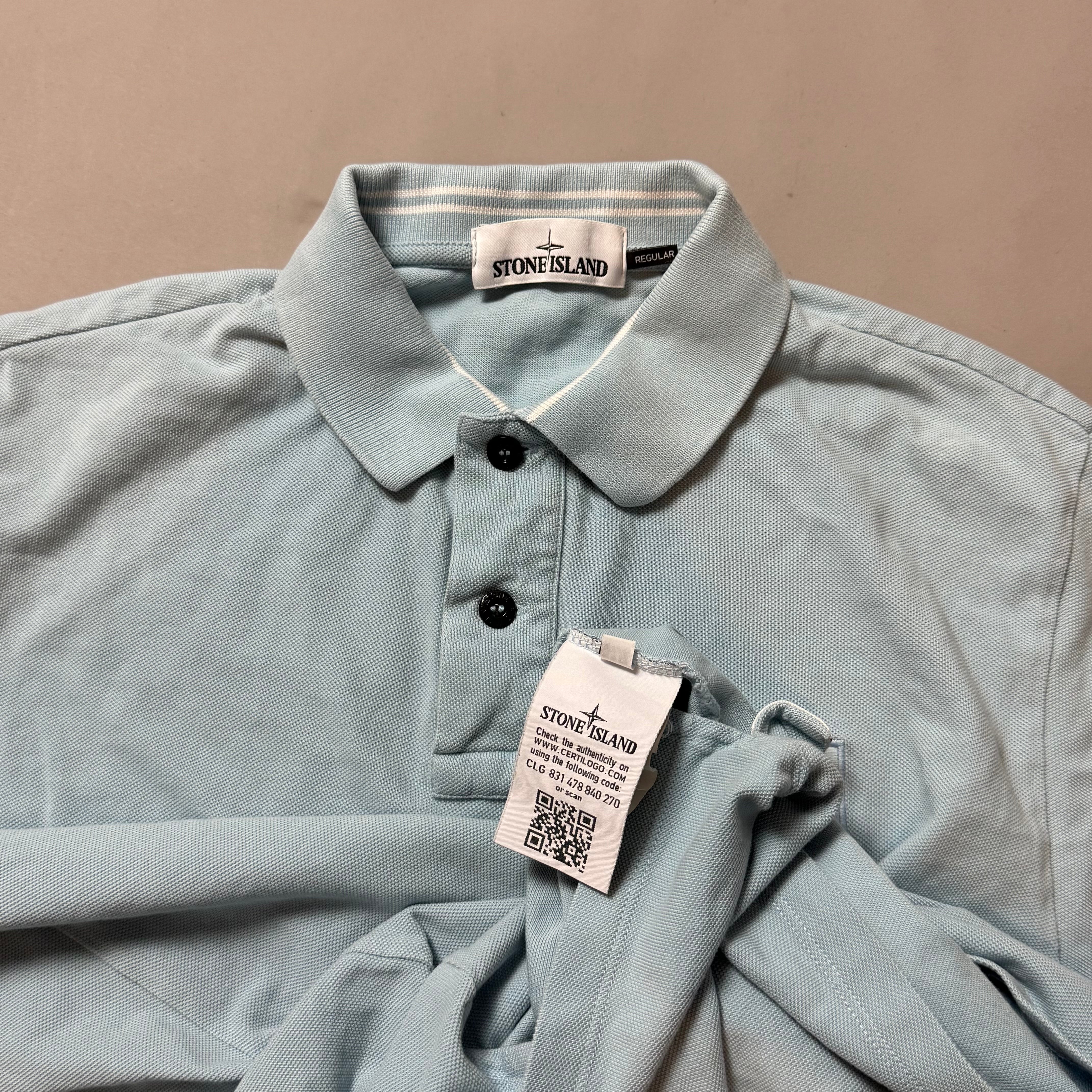 Stone Island Light Blue Polo Shirt - Medium