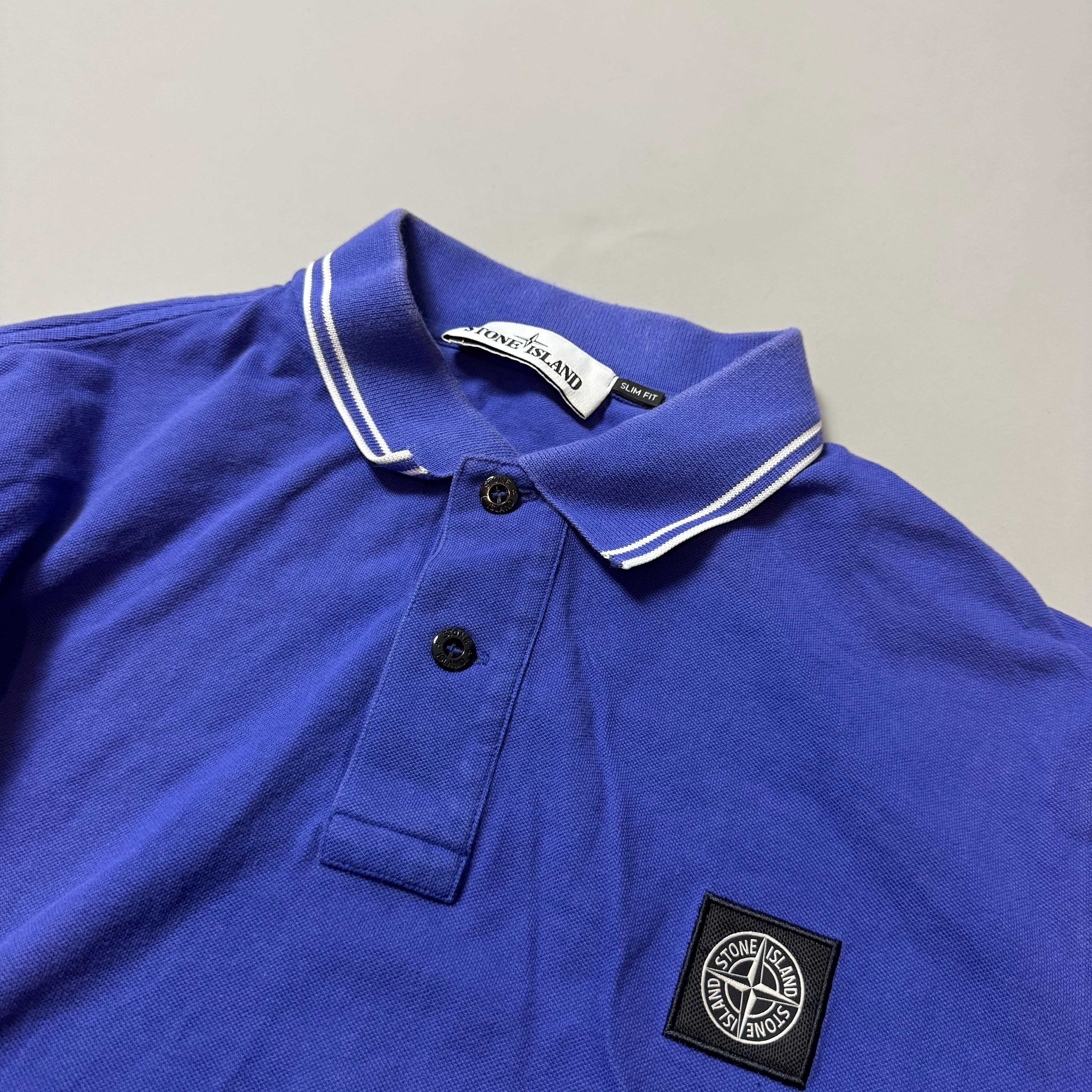 Stone Island Periwinkle Blue Long Sleeve Polo - Large