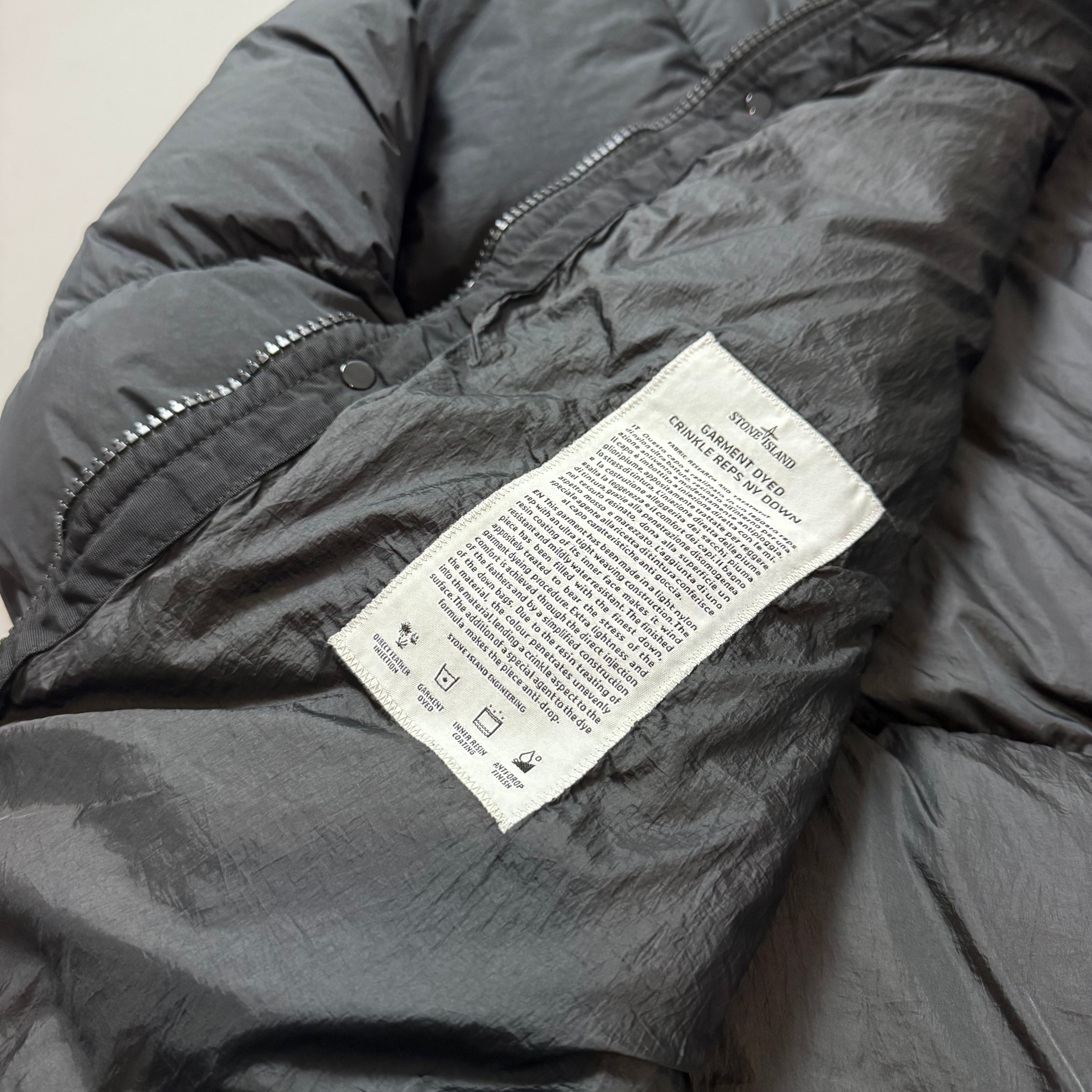 Stone Island Black Garment Dyed Crinkle Reps Long Parka Jacket - XXL