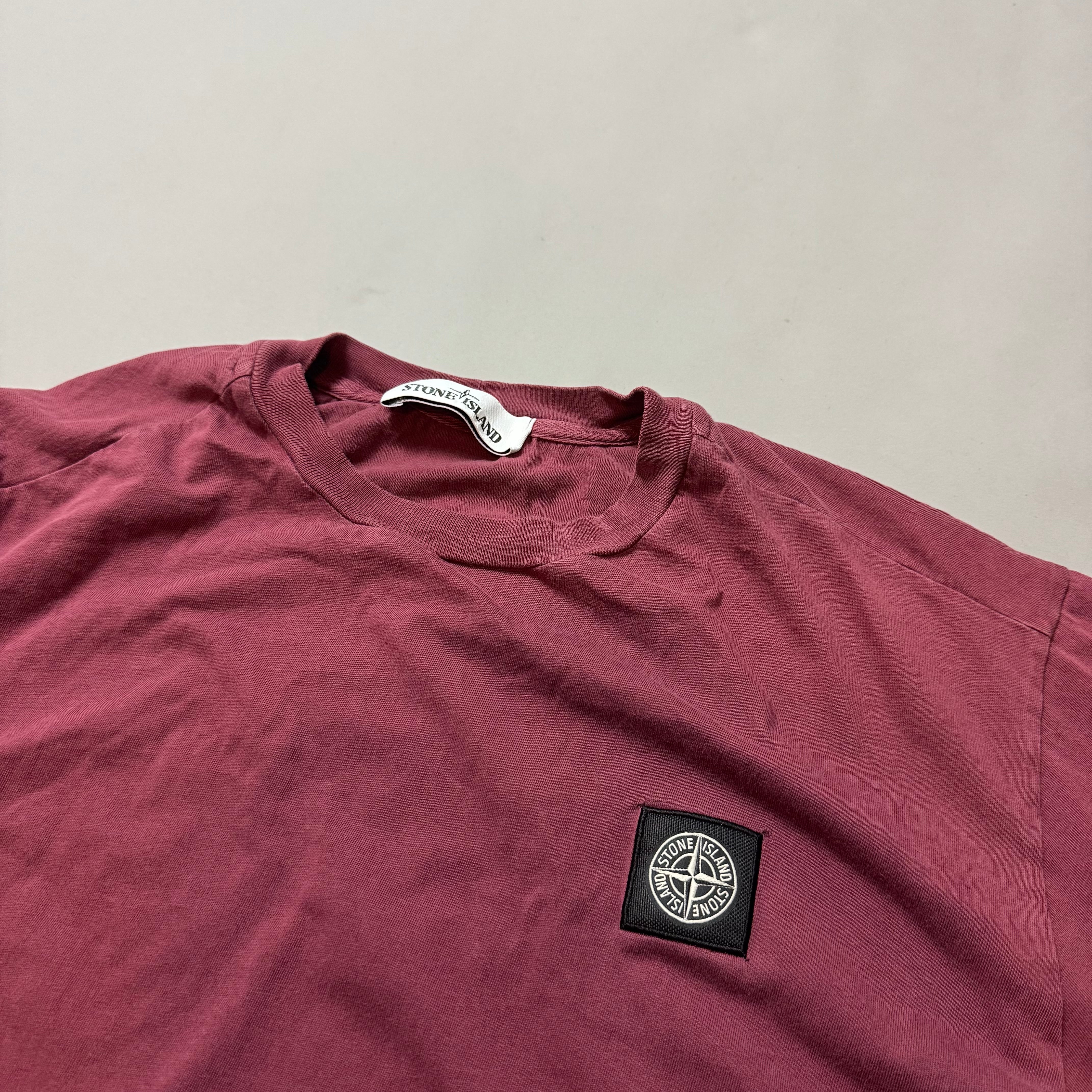 Stone Island Burgundy Red Plain T-shirt - Medium