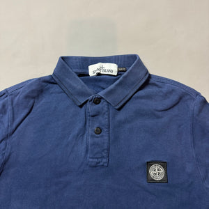 Stone Island Navy Blue Long Sleeve Polo - Large