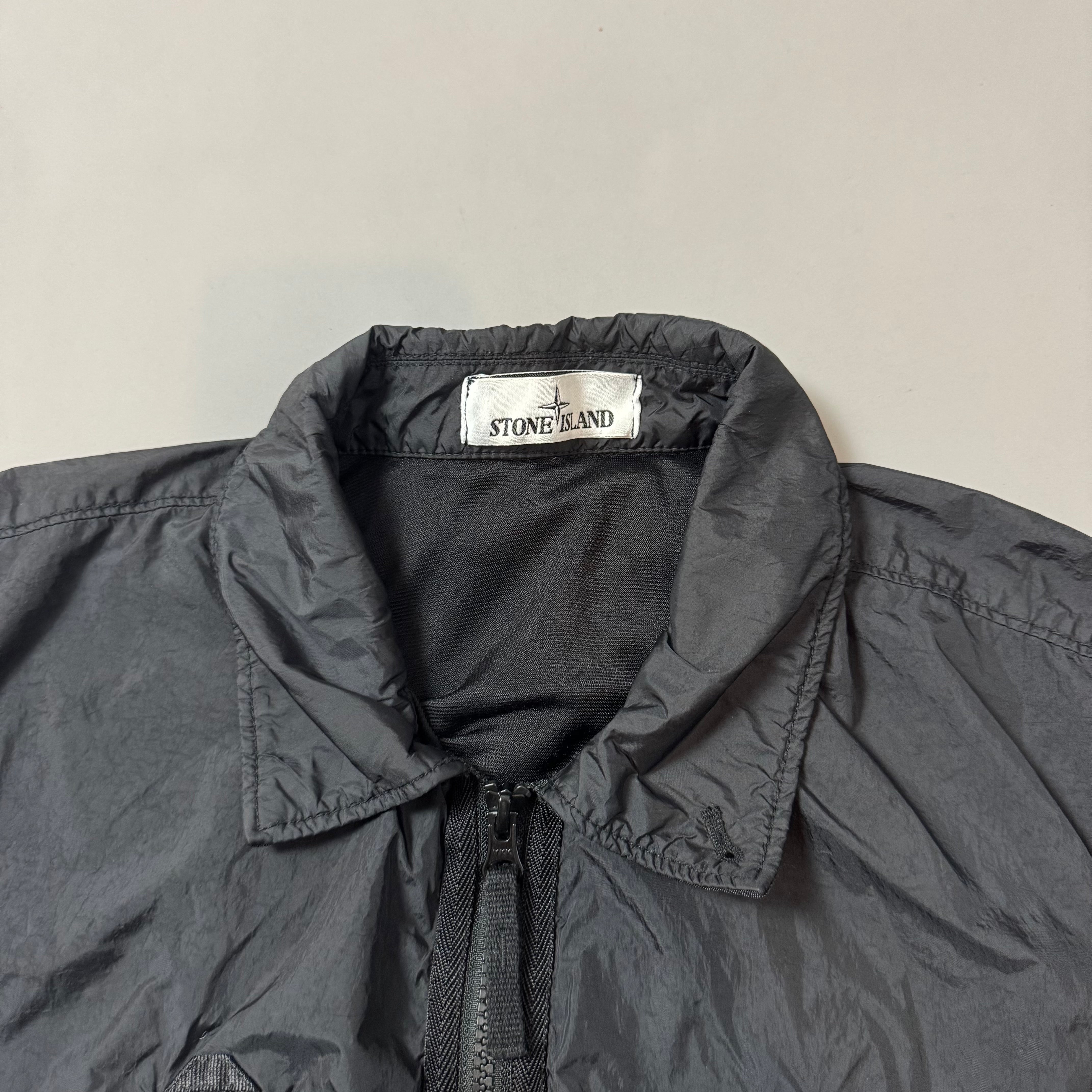 Stone Island Black Zip Pocket Nylon Overshirt - Large