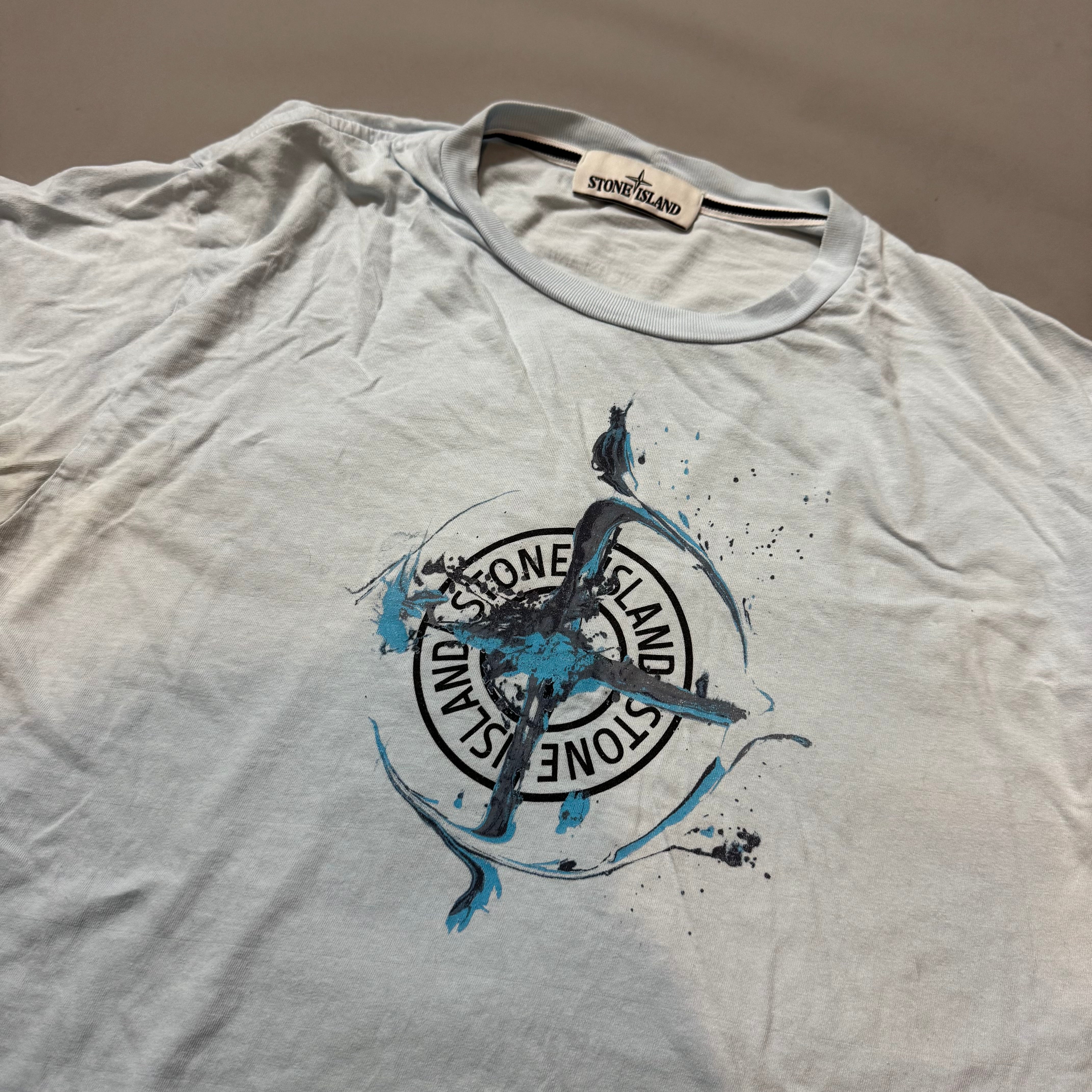 Stone Island Blue Graphic T-shirt - Medium