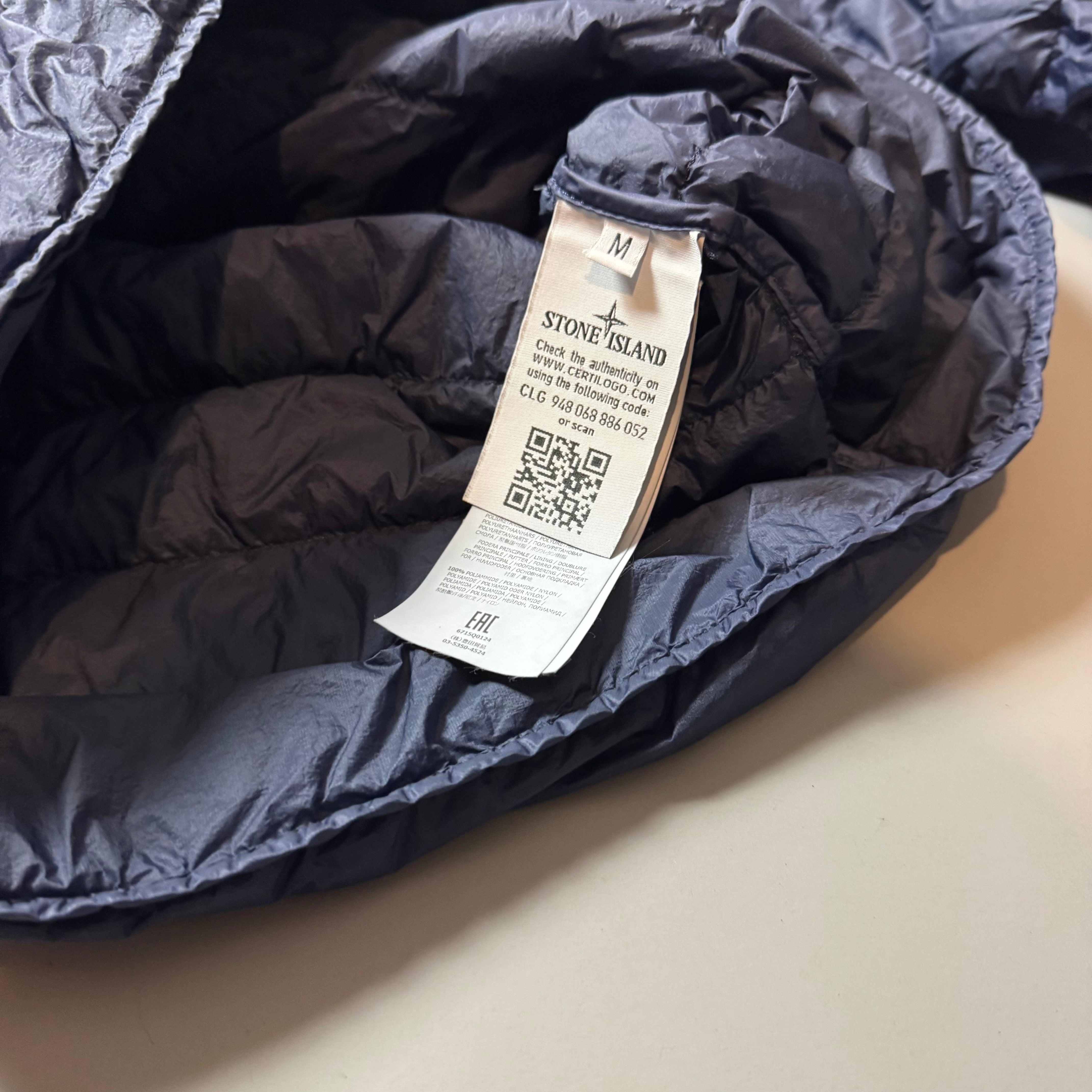 Stone Island Navy Garment Dyed Micro Yarn Down Jacket - Medium