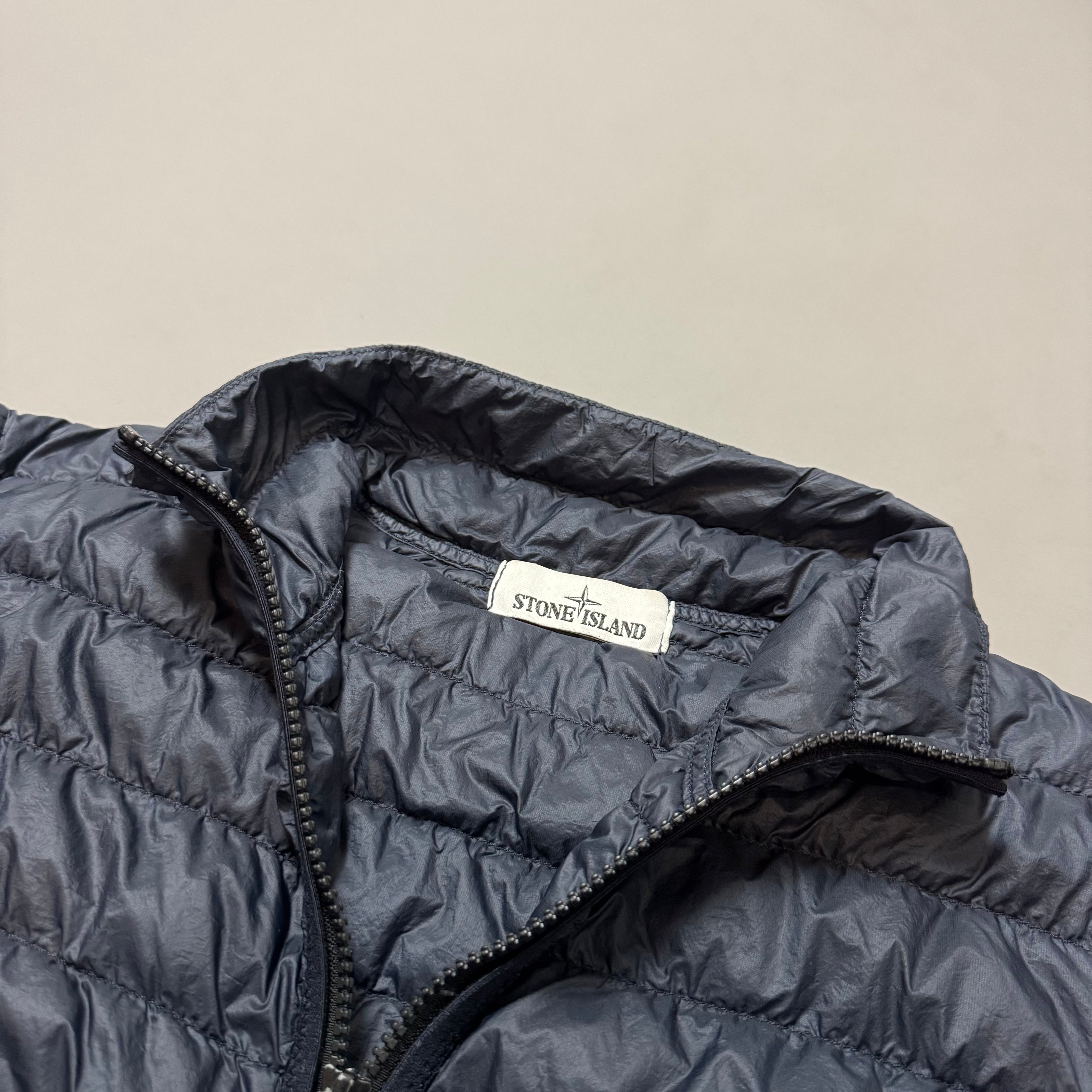 Stone Island Navy Garment Dyed Micro Yarn Down Jacket - Small