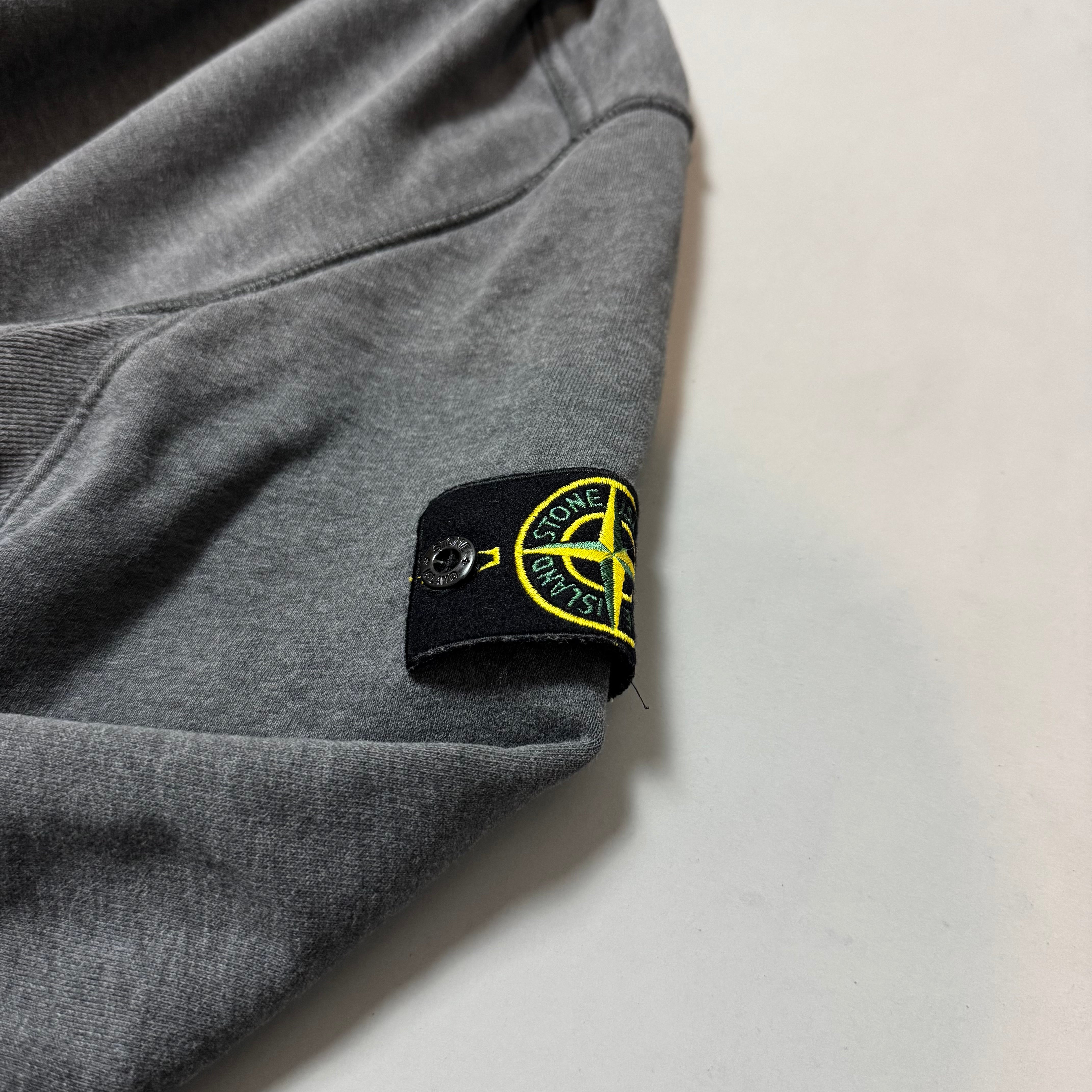 Stone Island Grey Zip Up Hoodie - Medium