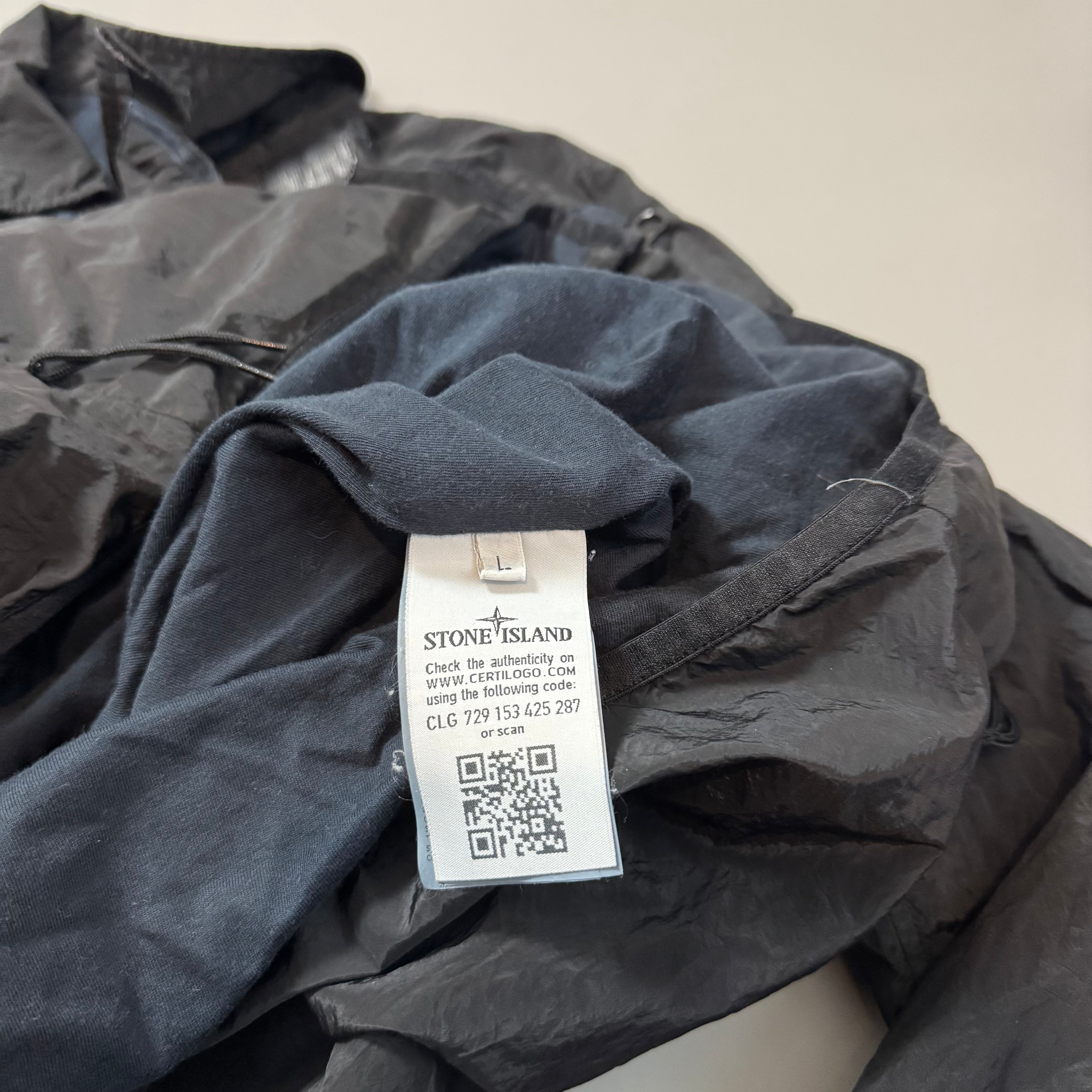 Stone Island Black Nylon Metal Shimmer Overshirt - Large