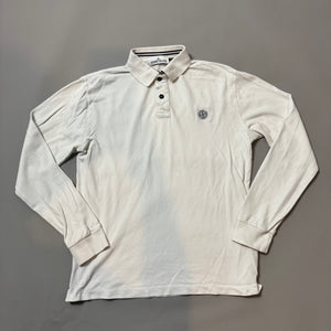 Stone Island White Long Sleeve Polo - Medium
