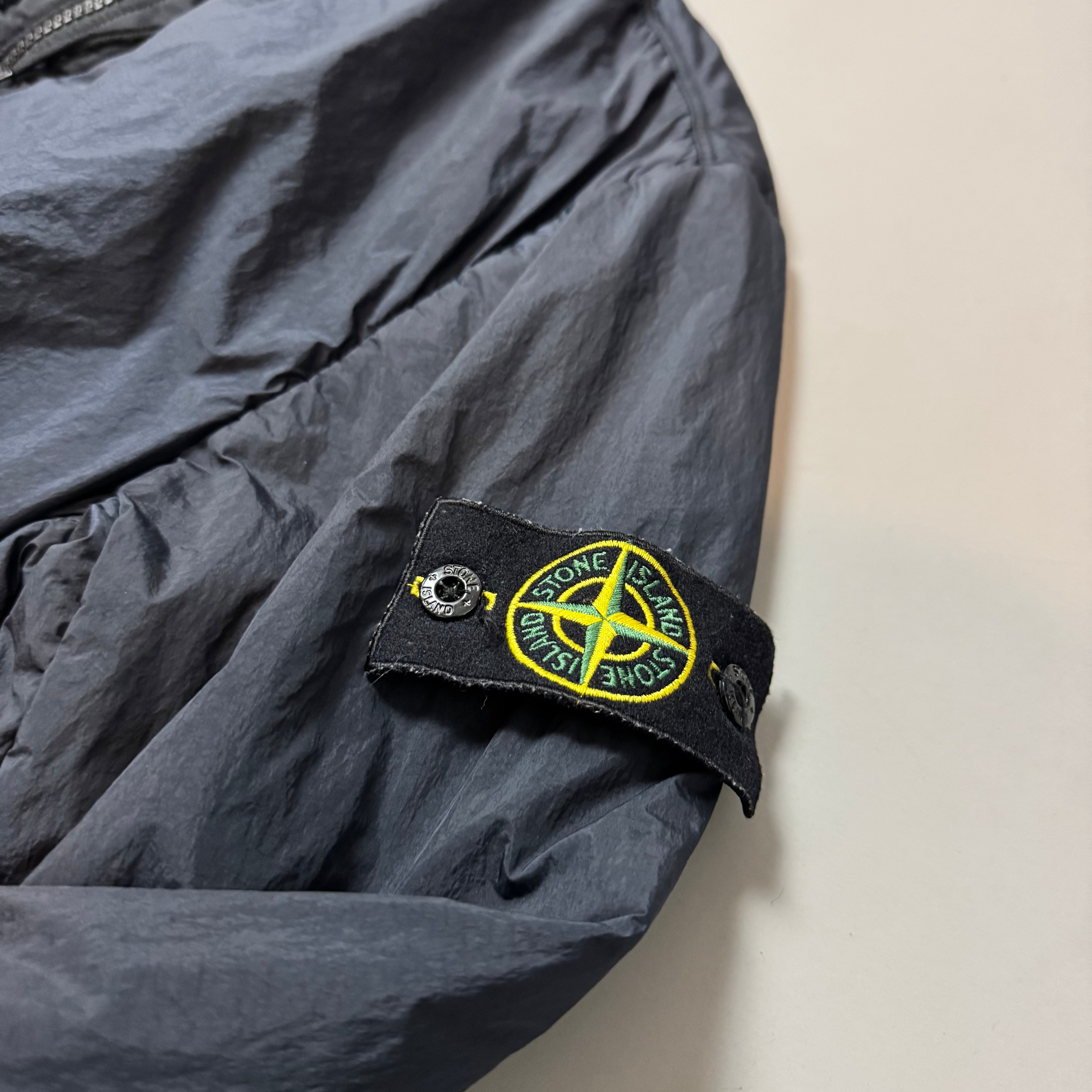 Stone Island Navy Crinkle Reps Cotton Lined Bomber Jacket - XL
