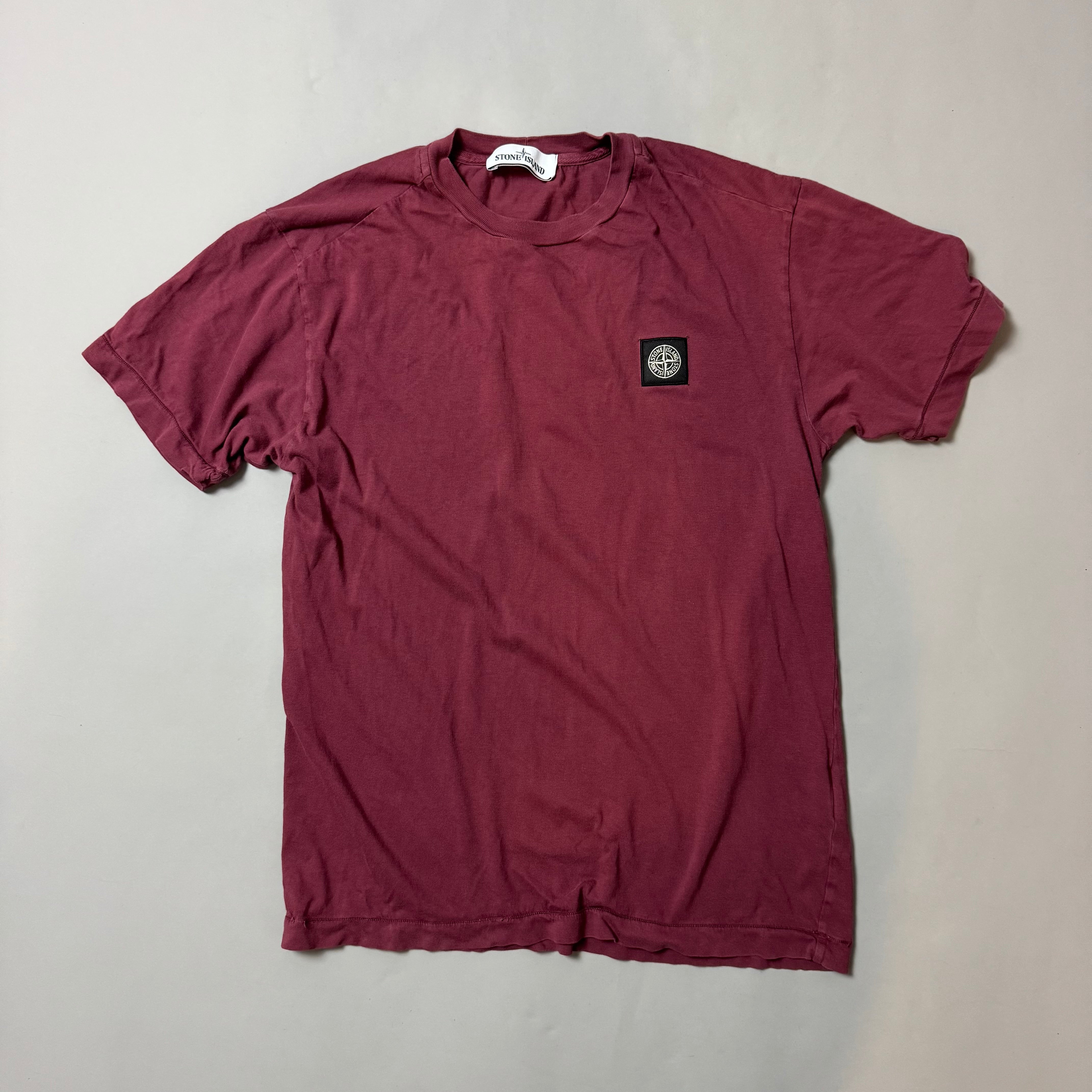 Stone Island Burgundy Red Plain T-shirt - Medium