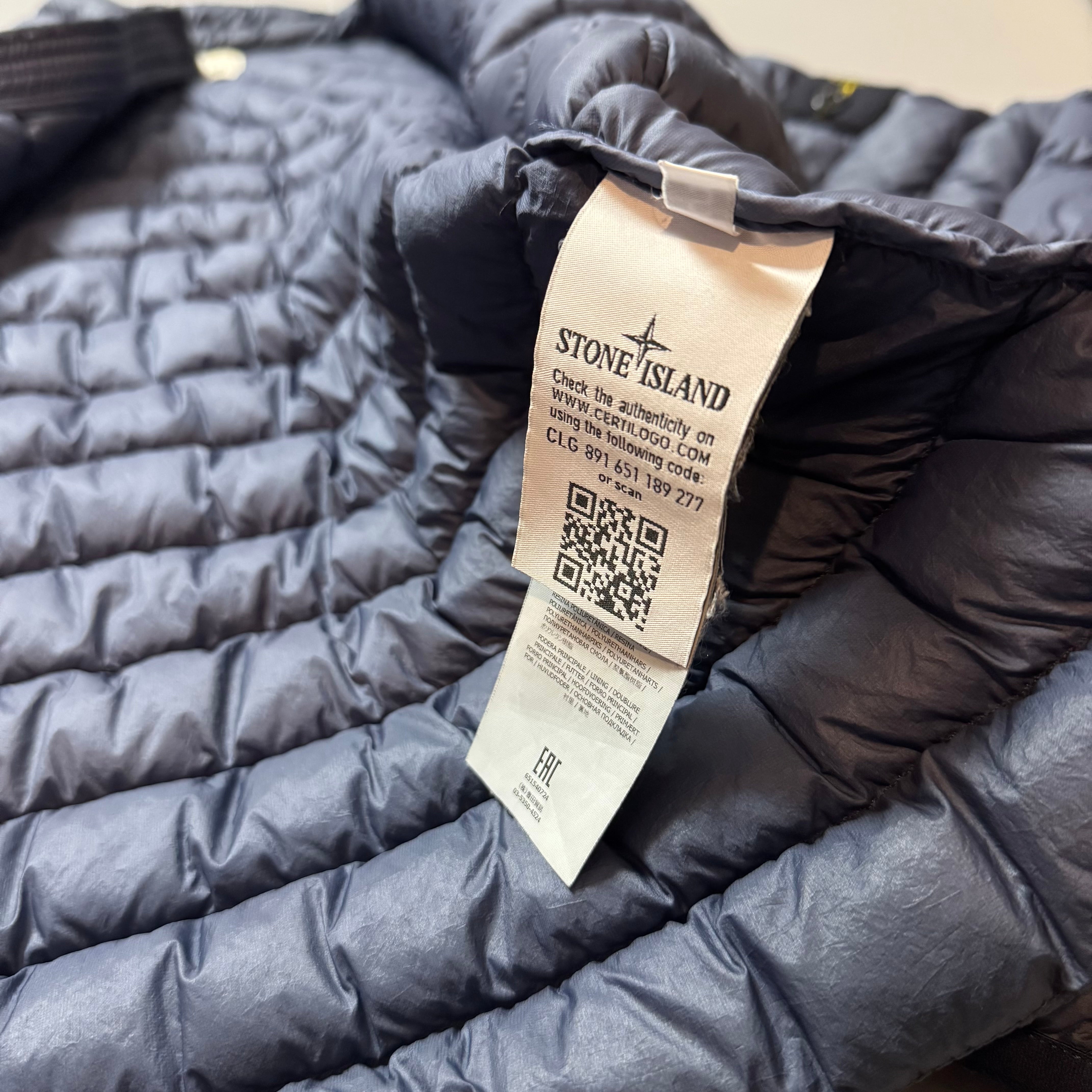Stone Island Navy Garment Dyed Micro Yarn Down Jacket - Small