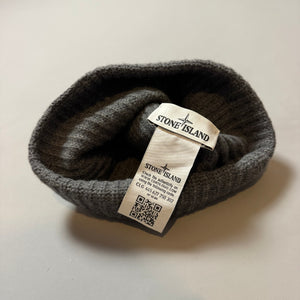 Stone Island Grey Ribbed Wool Patch Beanie