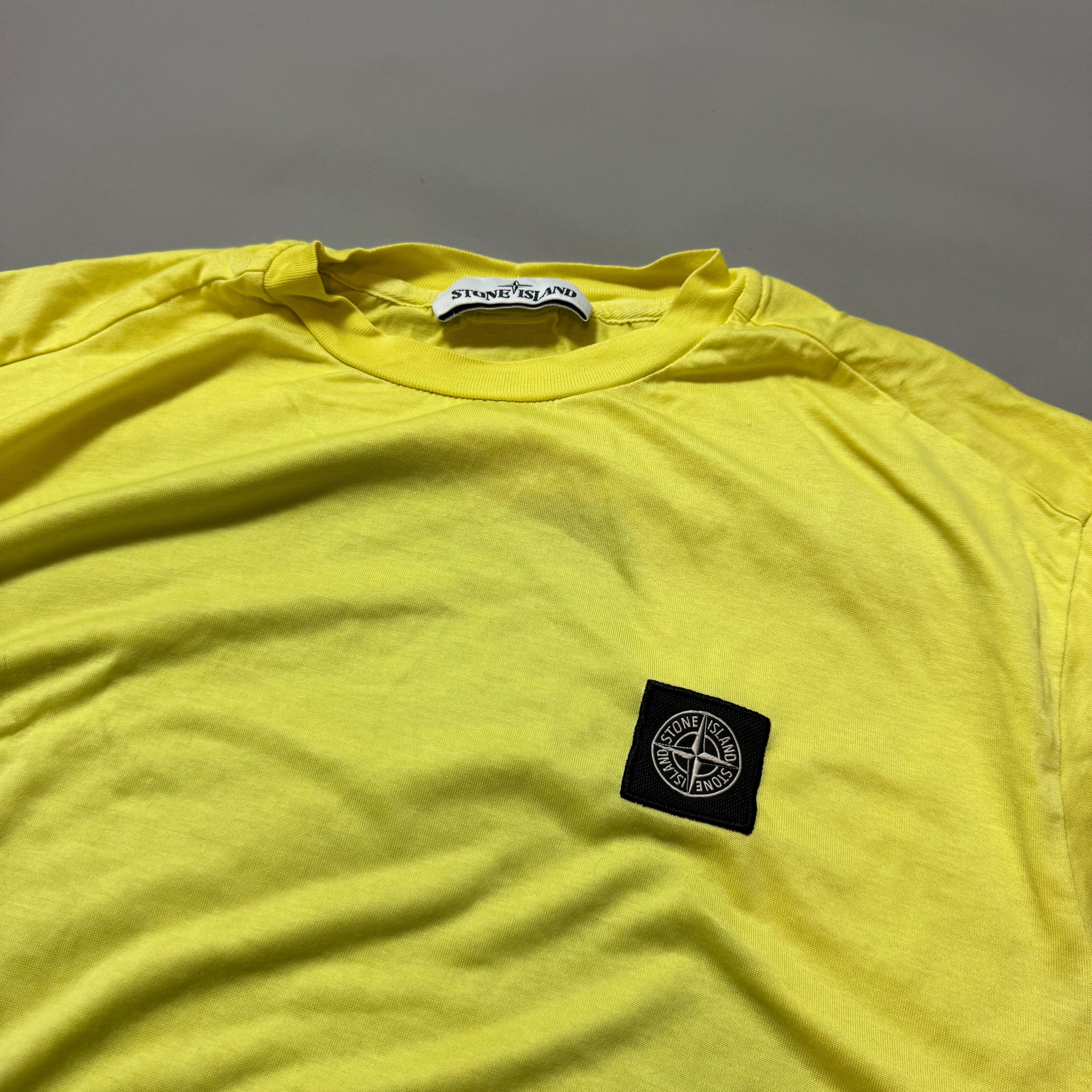 Stone Island Yellow Plain T-Shirt - Small