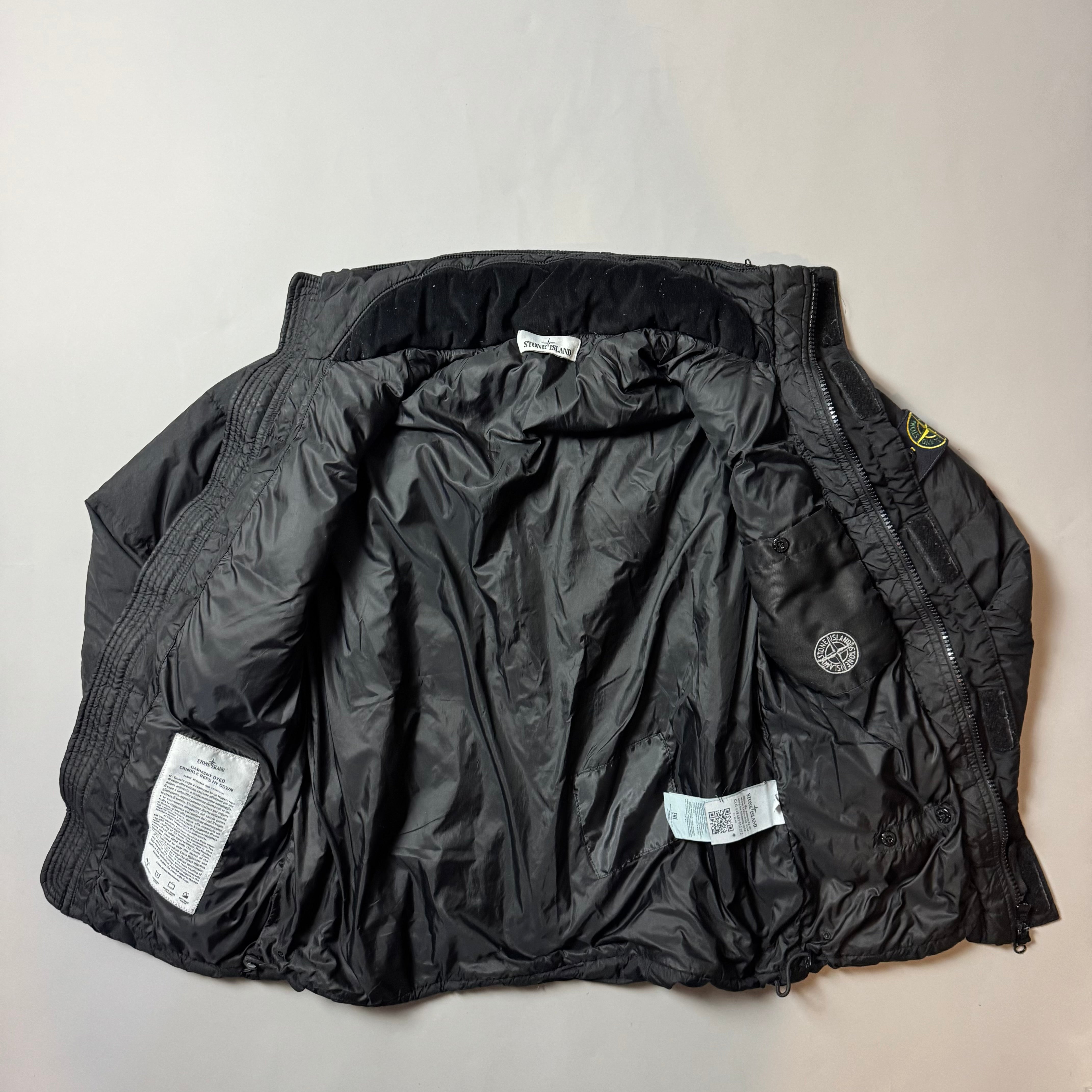 Stone Island Black Crinkle Reps NY Down Puffer Jacket - Medium