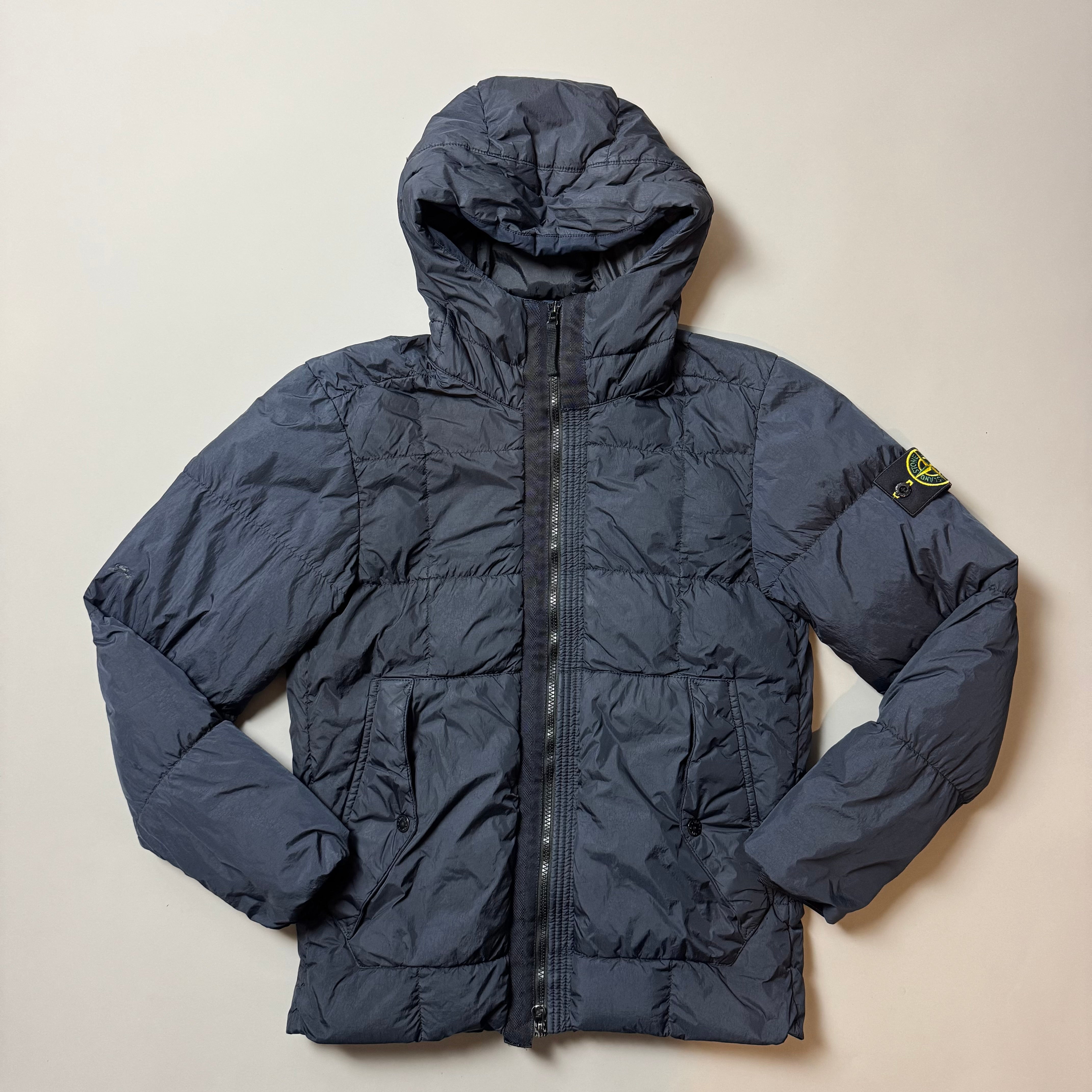 Stone Island Navy Crinkle Reps NY Down Puffer Jacket - Small