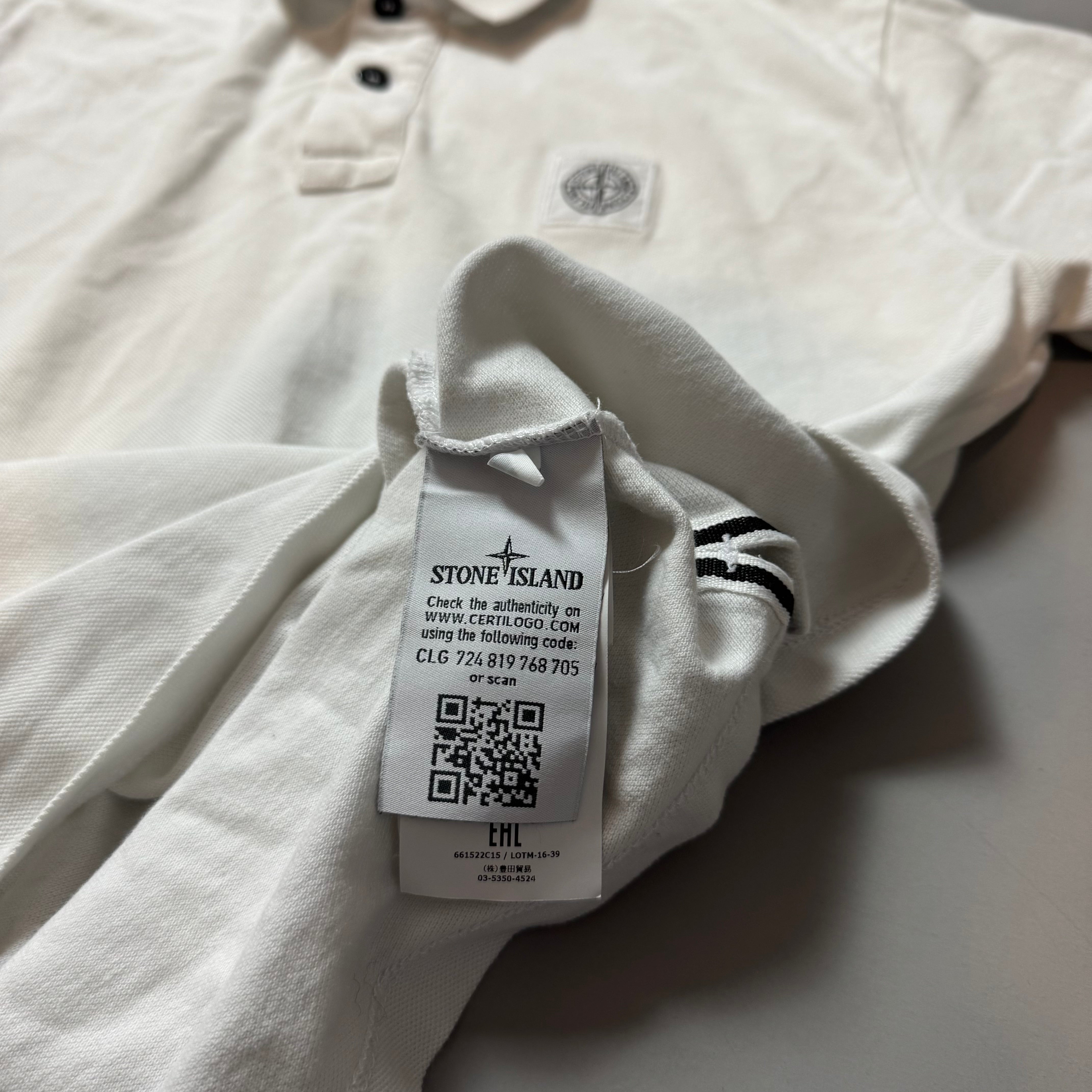 Stone Island White Polo Shirt - Medium