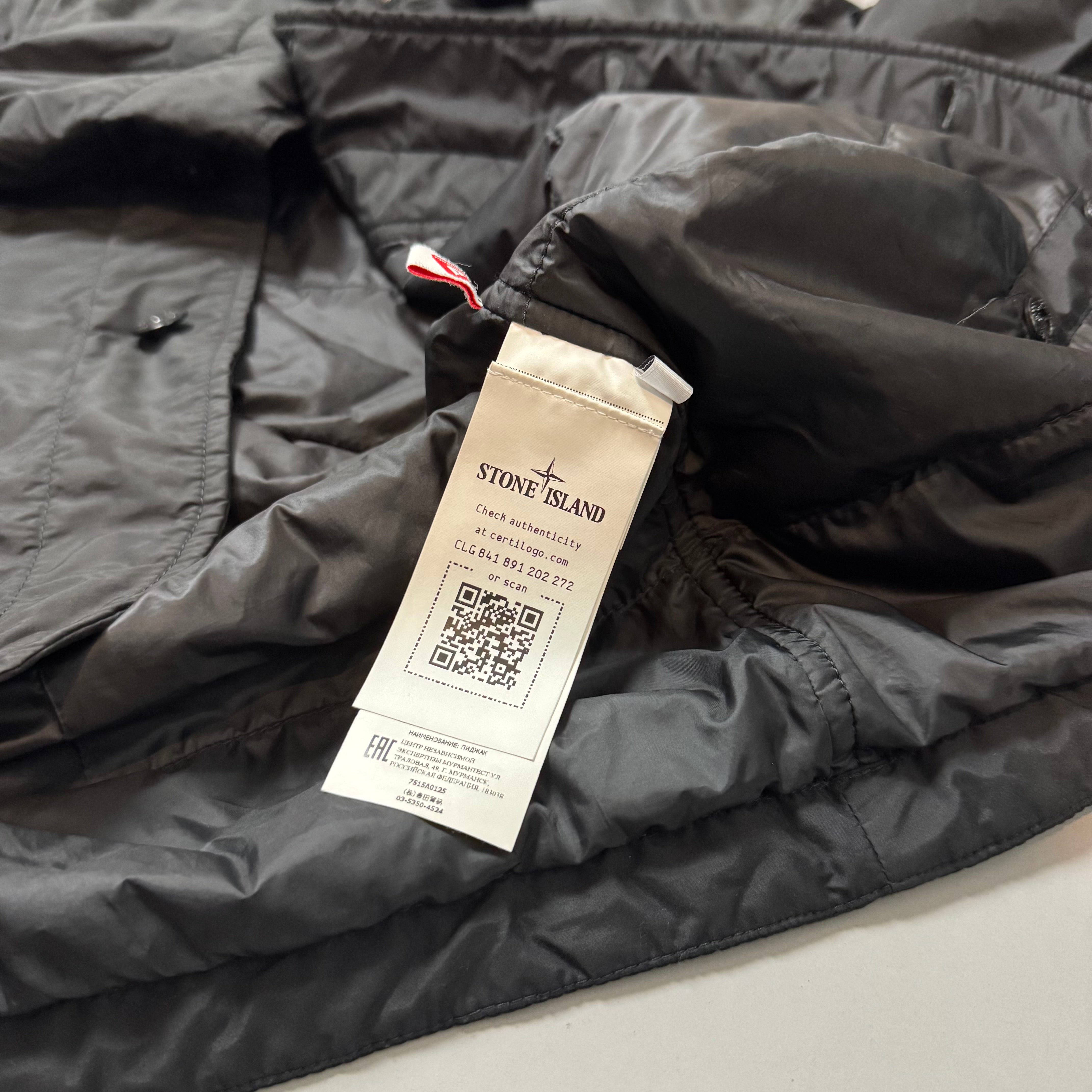 Stone Island Black O-Cotton & R-Nylon Insulated Blazer - Medium