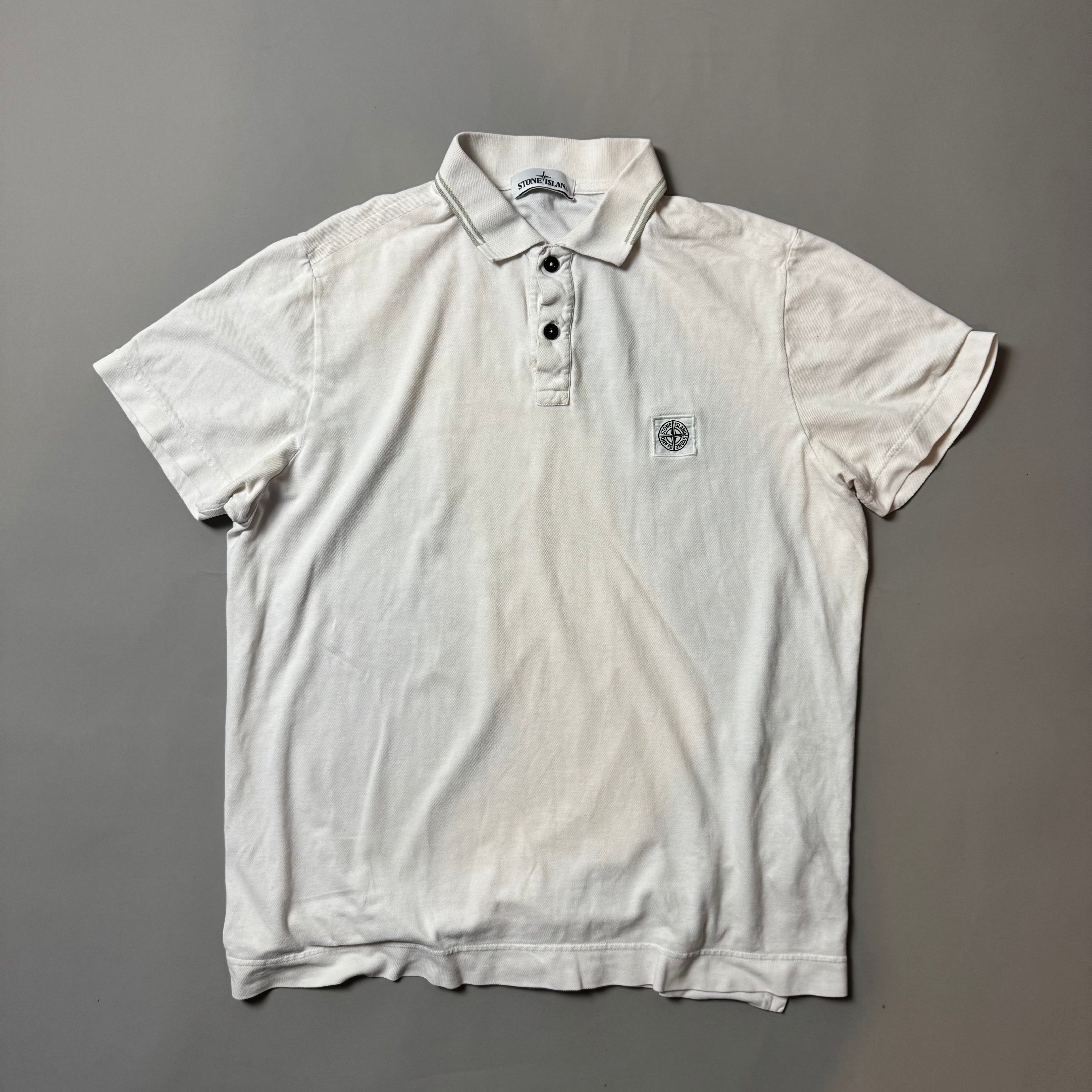 Stone Island White Polo Shirt - XXL