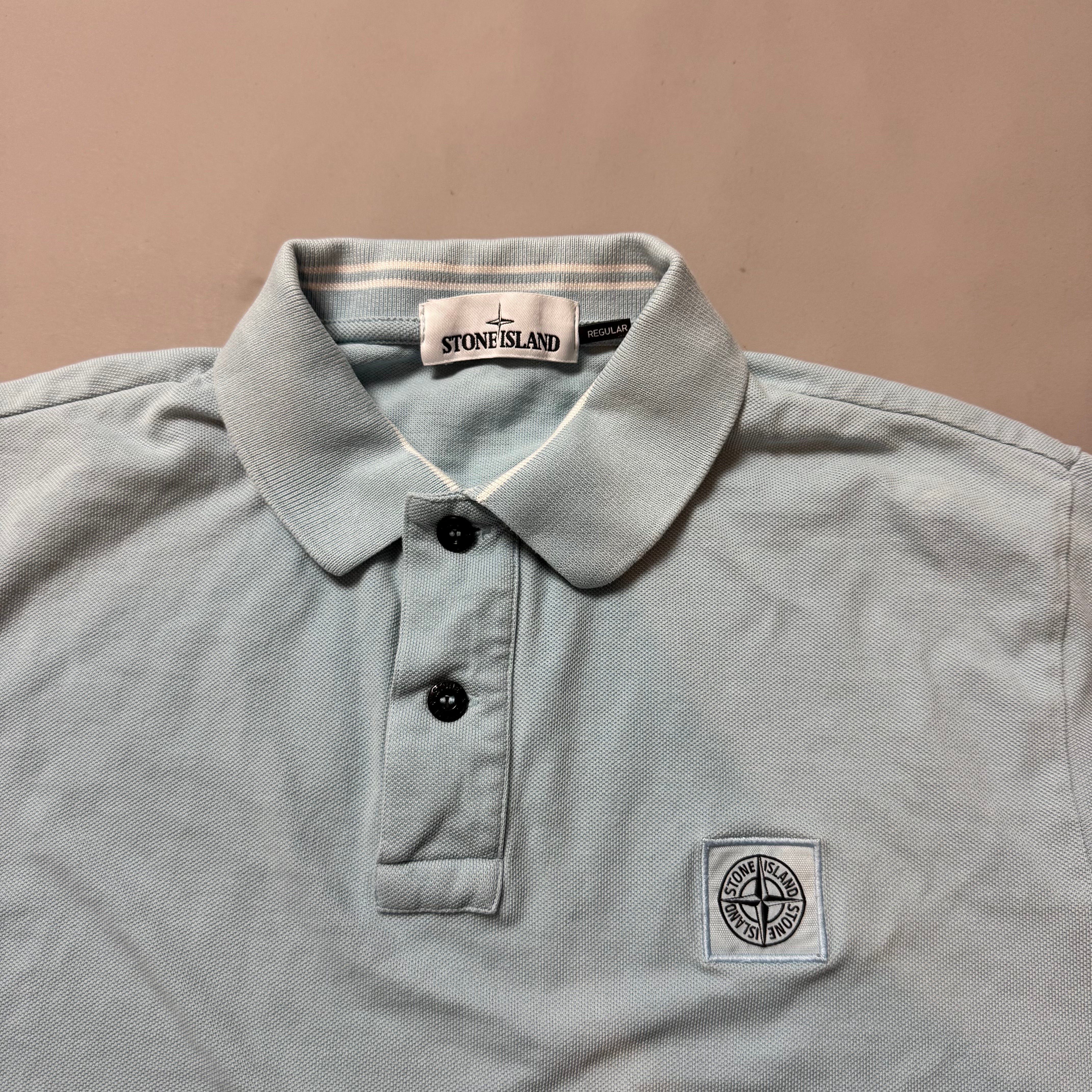 Stone Island Light Blue Polo Shirt - Medium