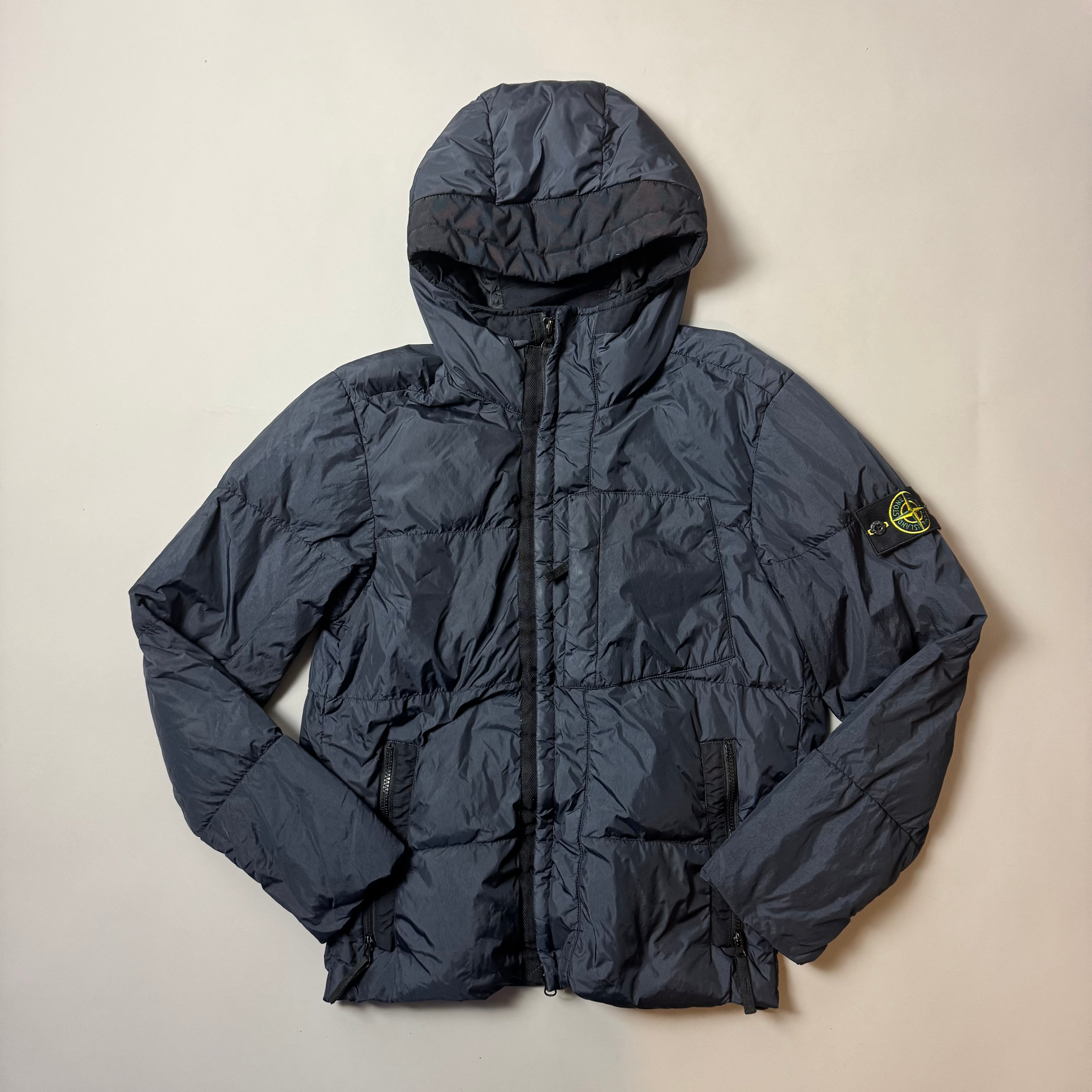 Stone Island Navy Crinkle Reps NY Down Puffer Jacket - Small