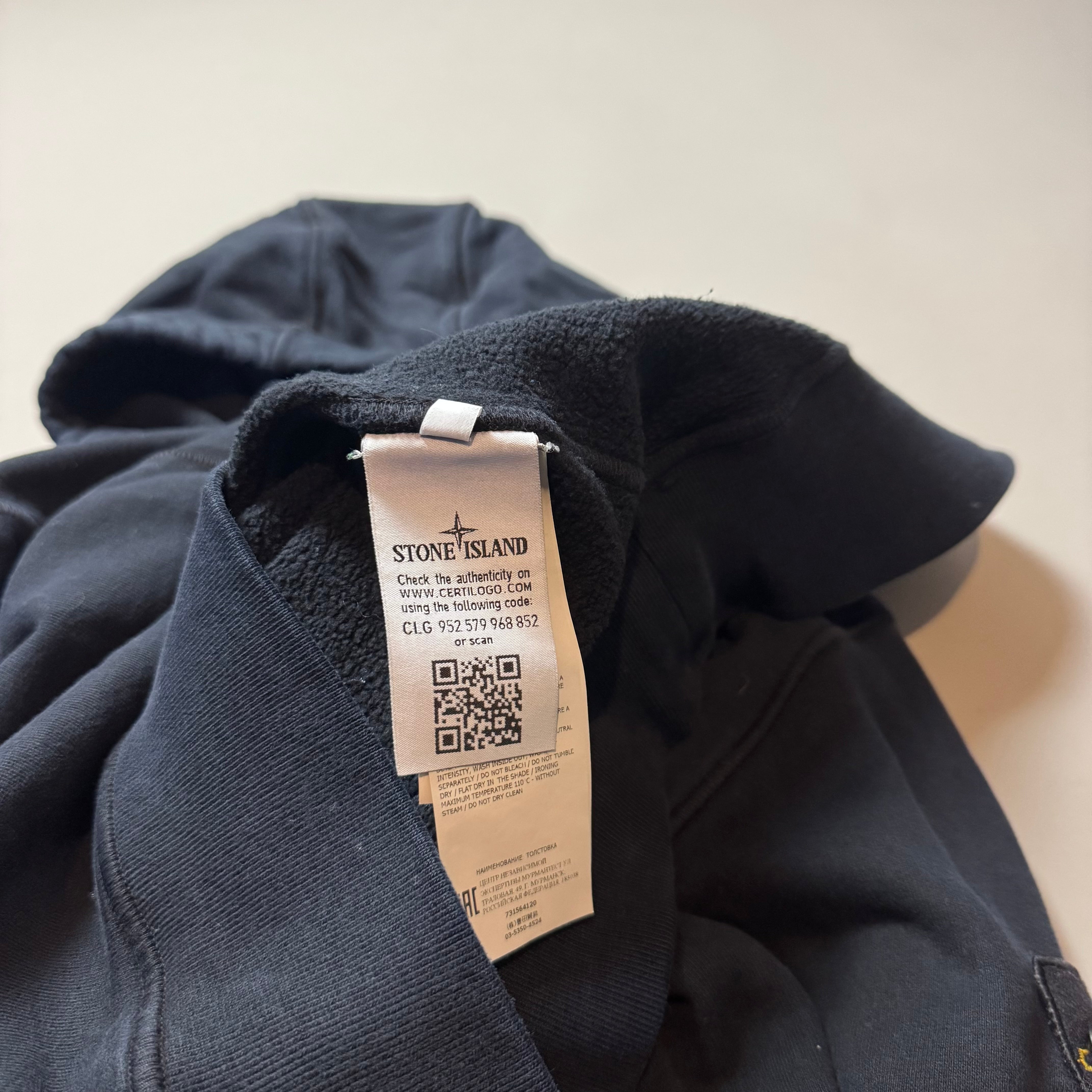 Stone Island Navy Blue Hoodie - Medium