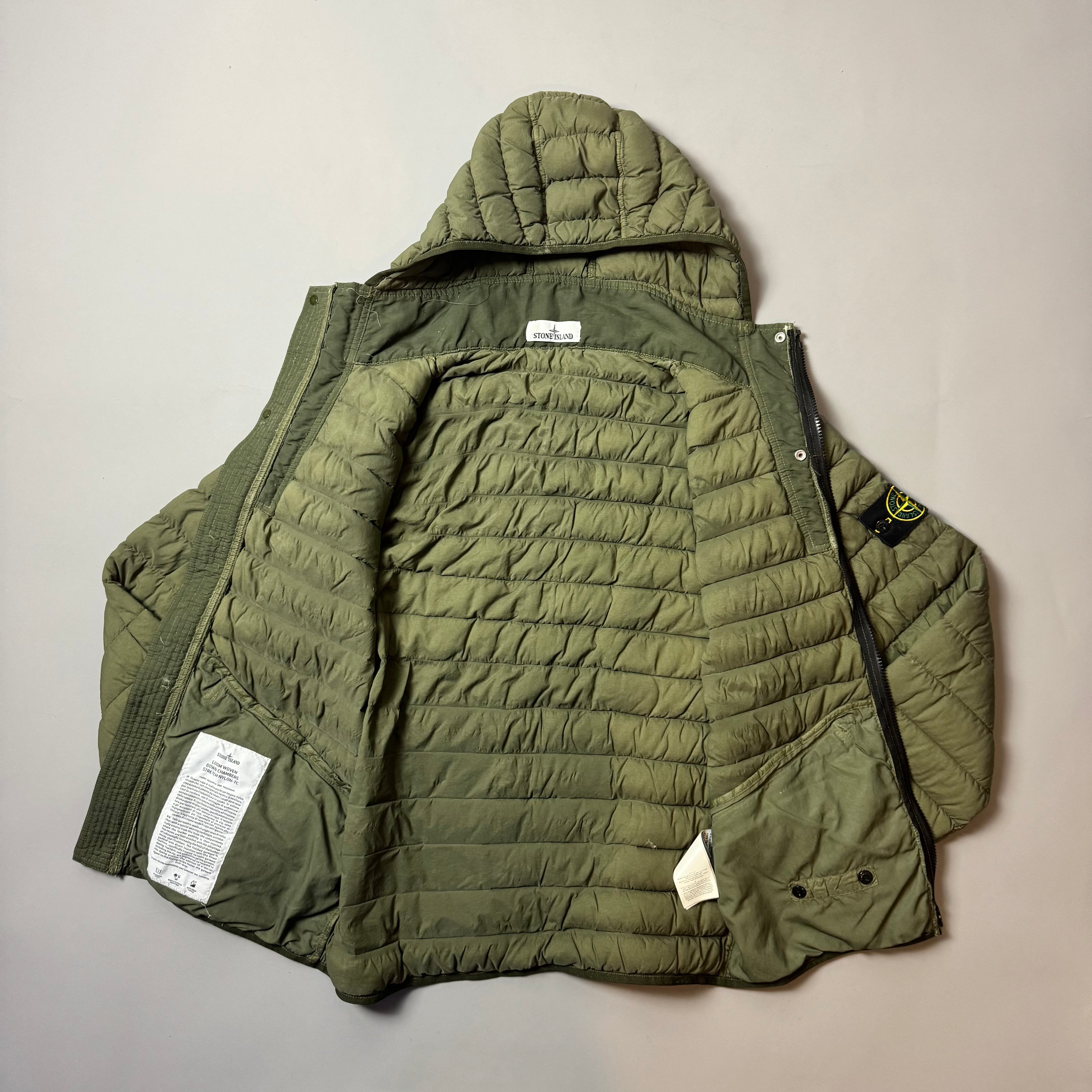 Stone Island Green Loom Woven Down Chambers Stretch Nylon-Tc Jacket - Medium
