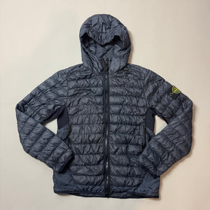 Stone Island Navy Blue Garment Dyed Micro Yarn Down Hooded Jacket - Medium