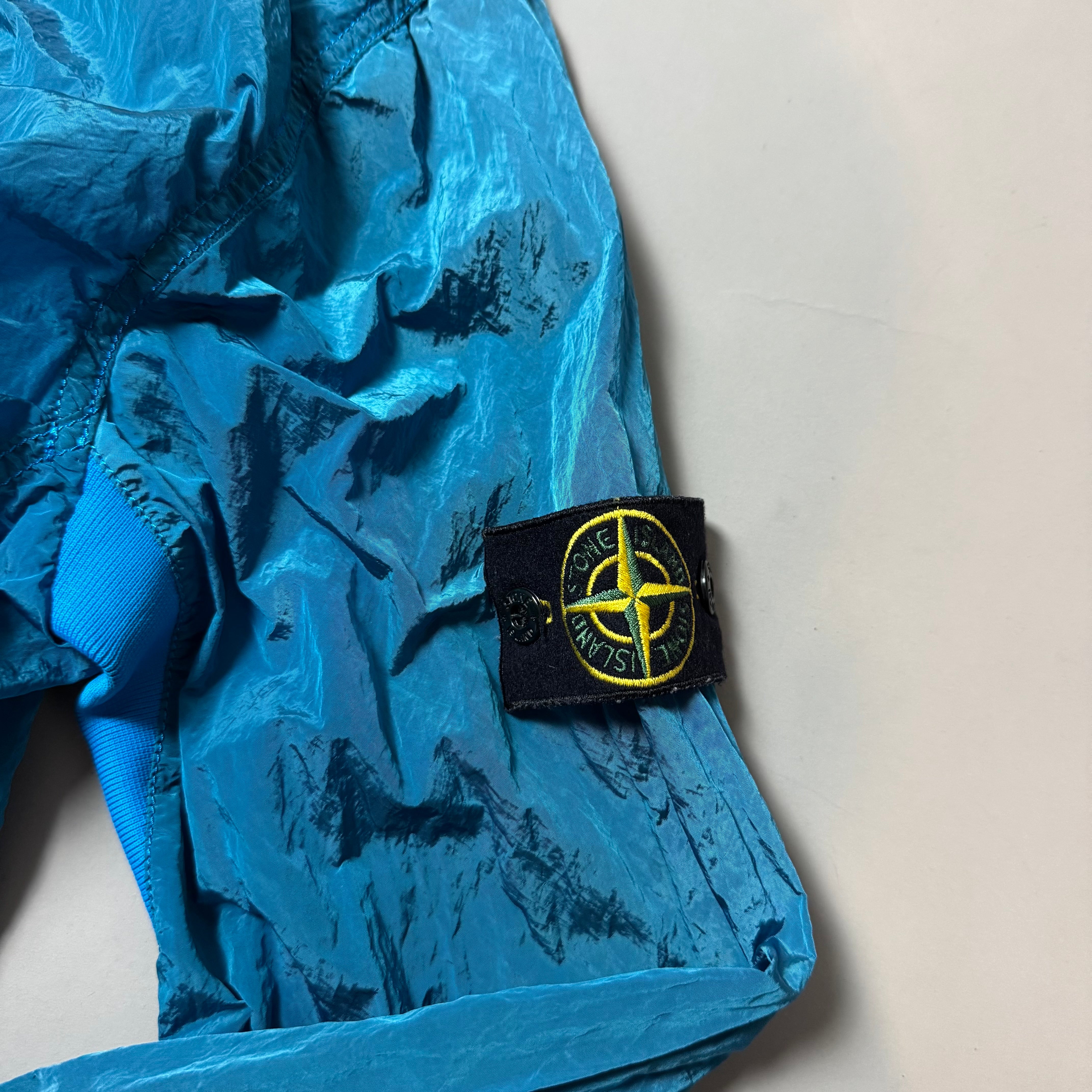 Stone Island Blue Nylon Metal Shimmer Overshirt - Large