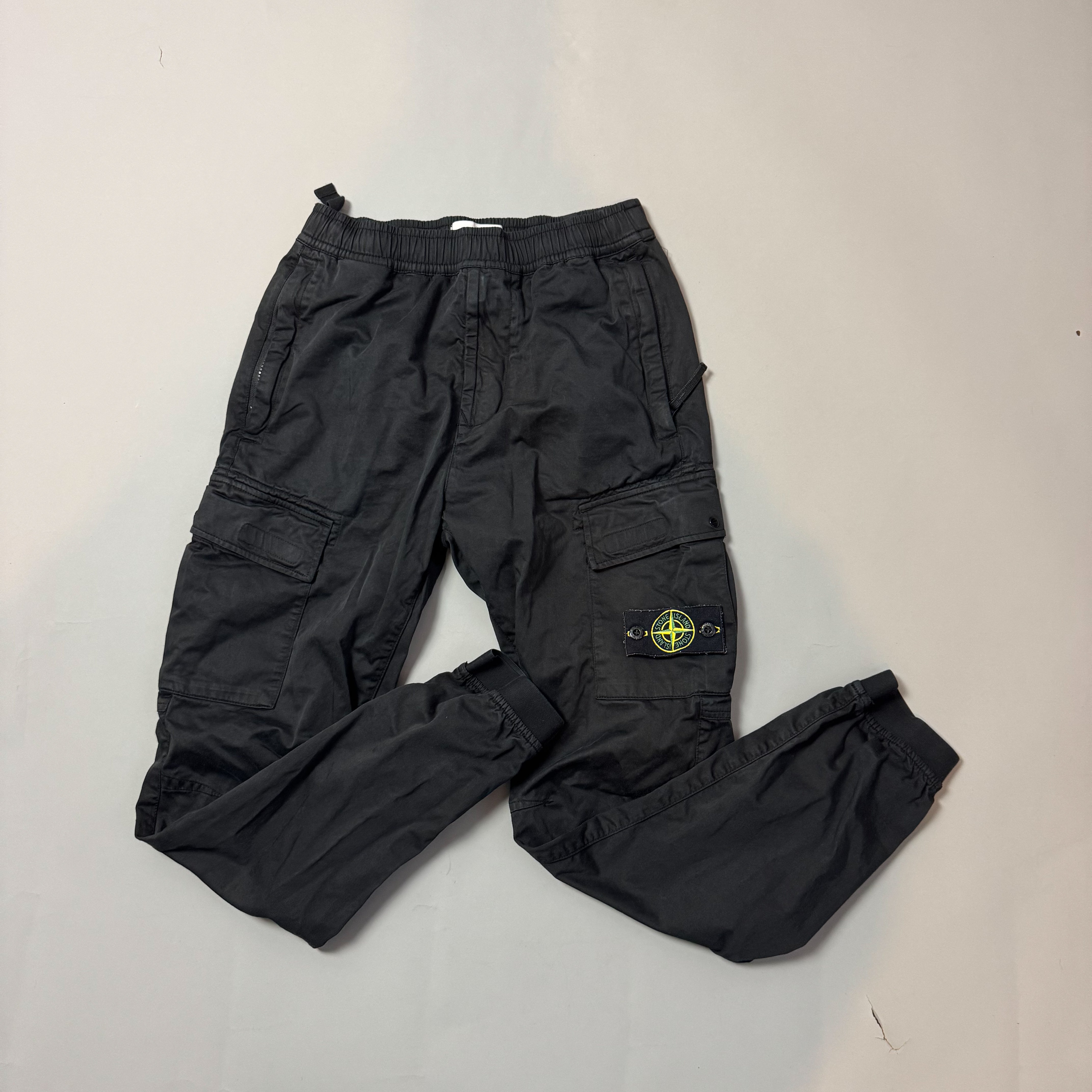 Stone Island Black RE-T Cargo Trousers - W30