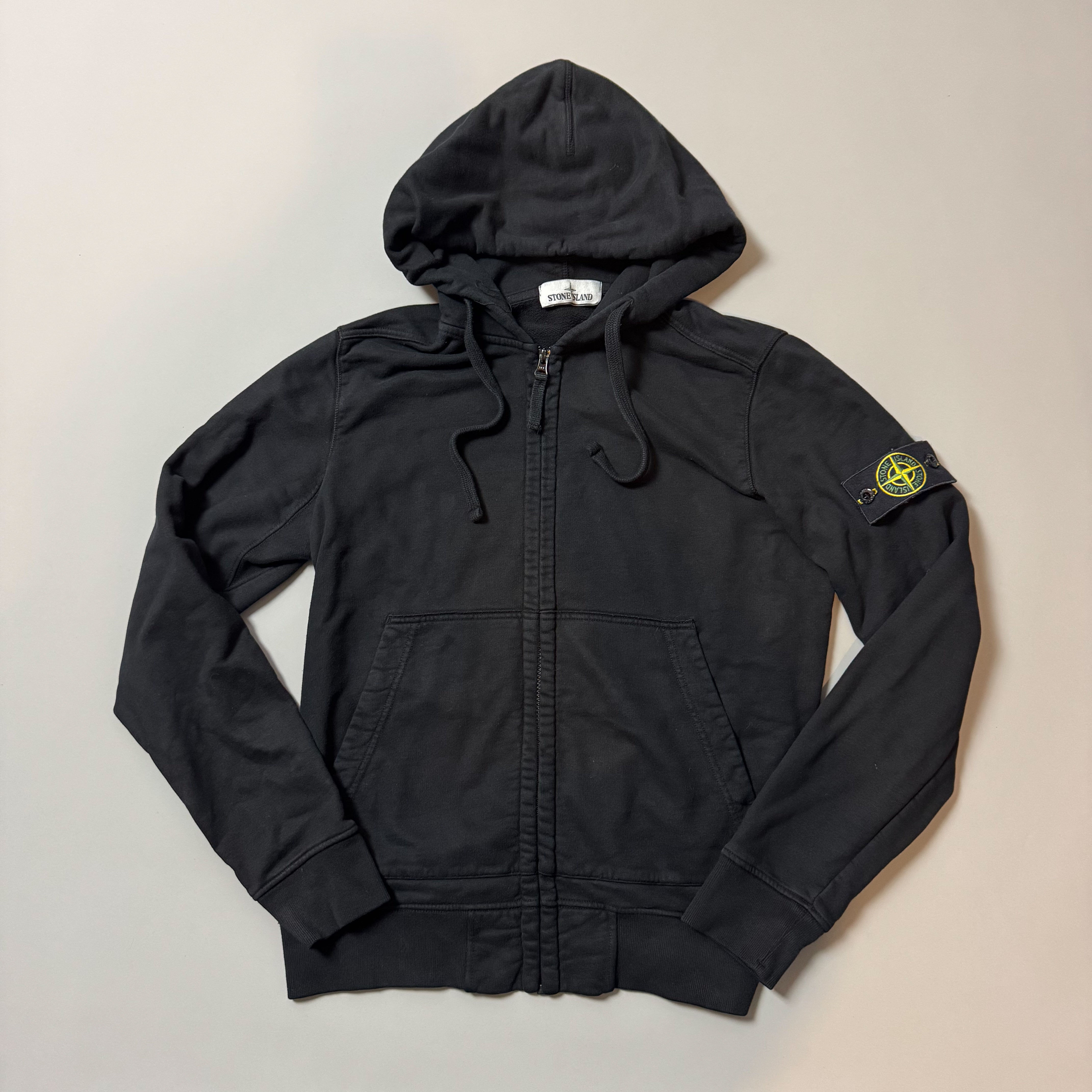 Stone Island Black Zip Up Hoodie - Medium