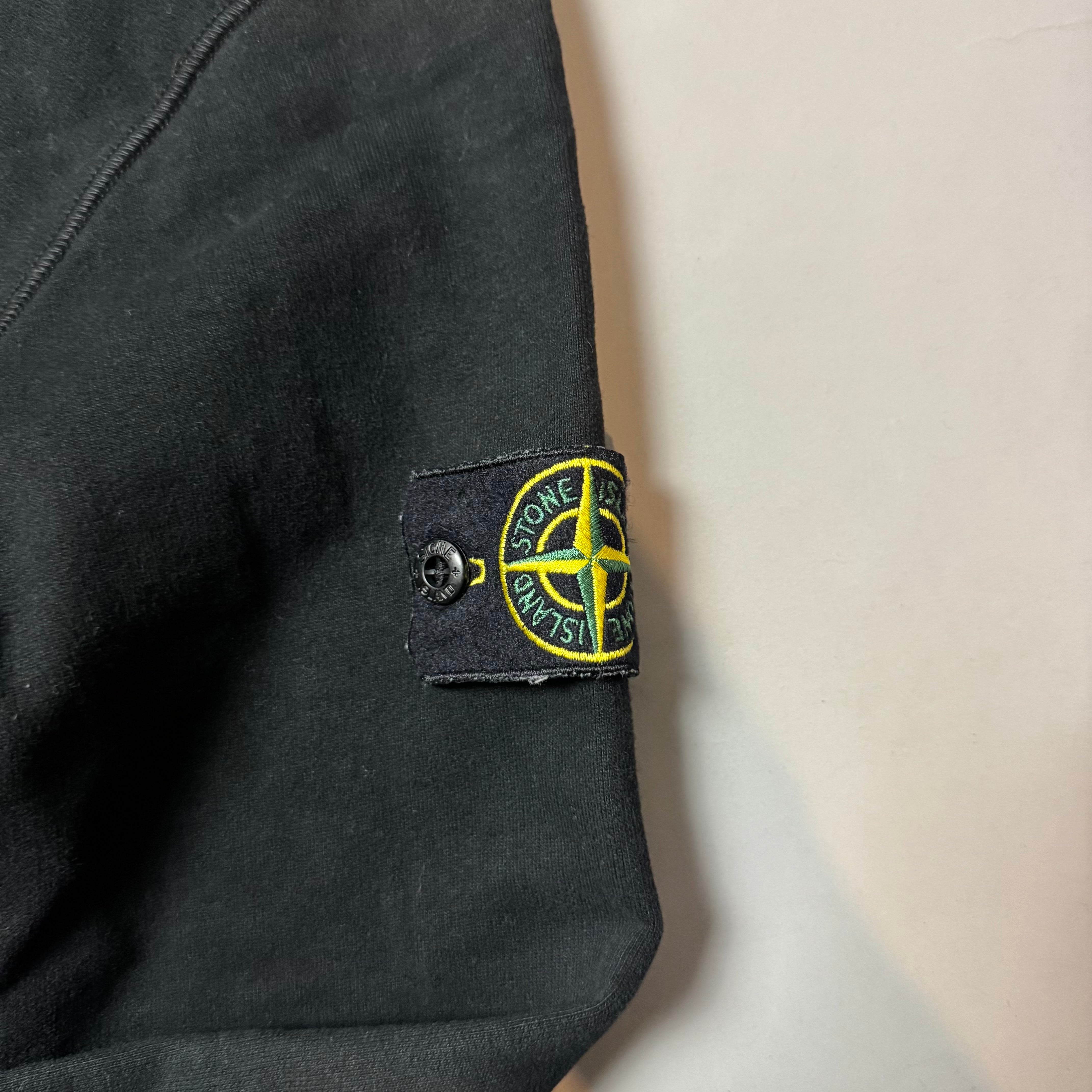 Stone Island Black Zip Up Hoodie - Medium