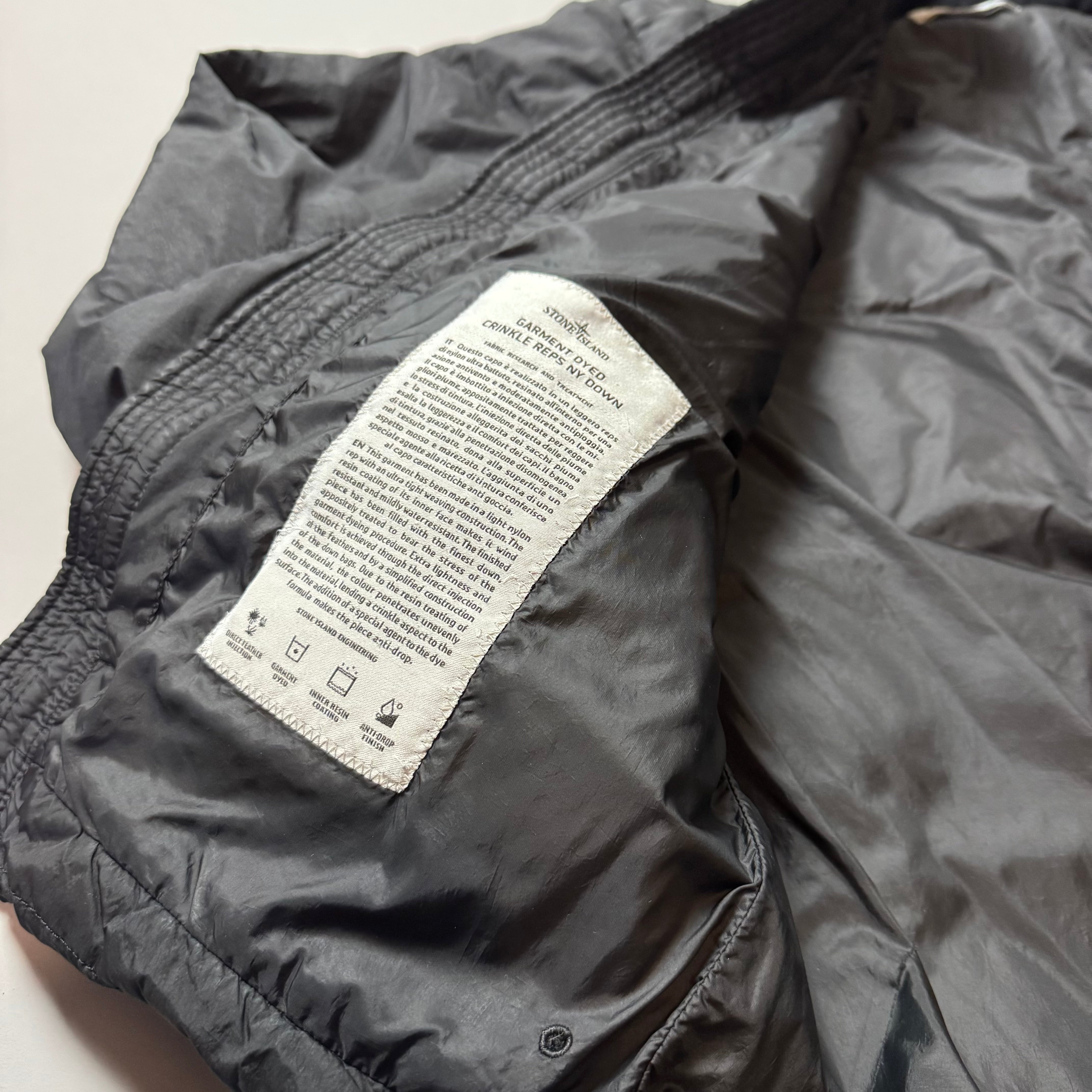 Stone Island Black Crinkle Reps NY Down Puffer Jacket - Medium