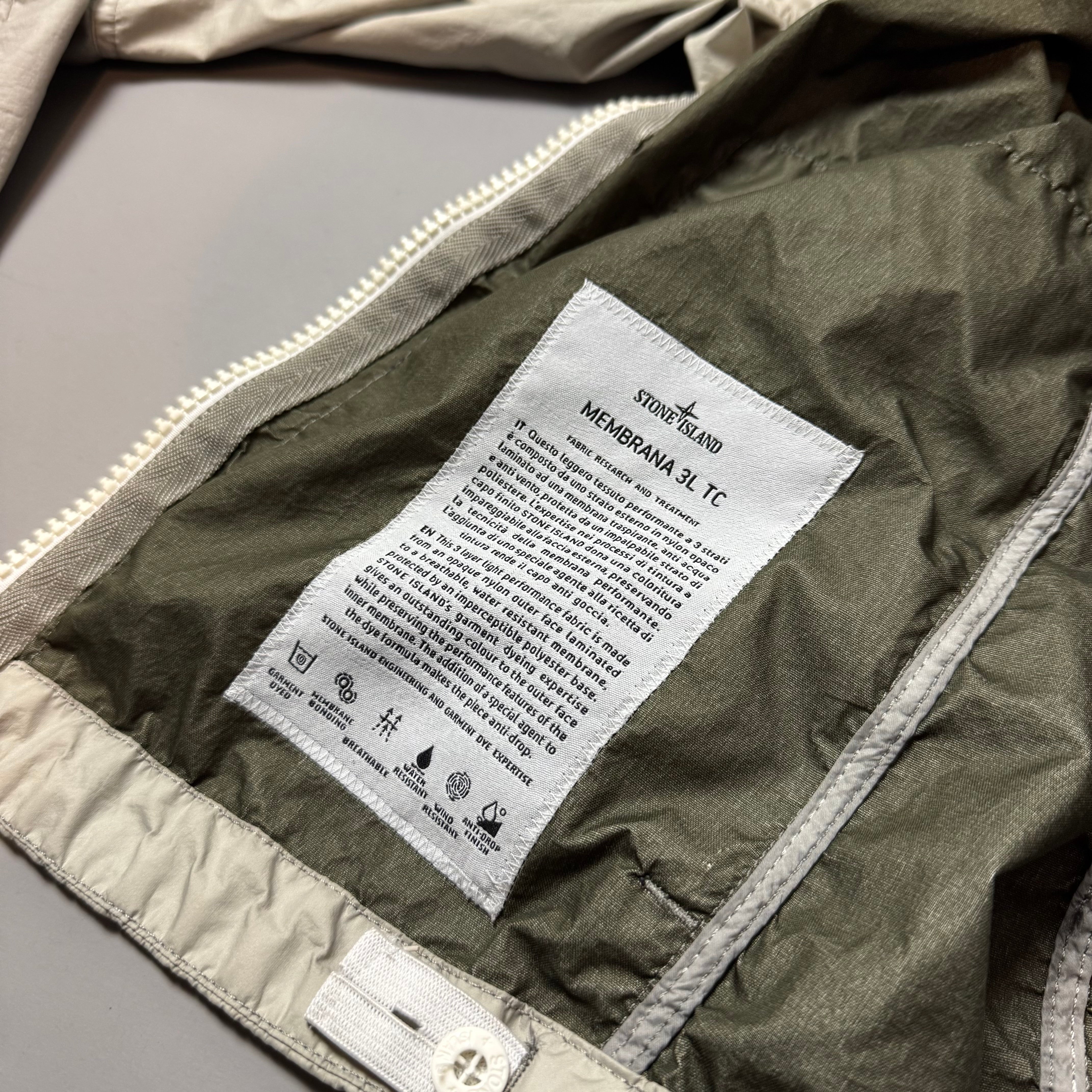 Stone Island Beige Membrana 3L TC Nylon Hooded Jacket - Small
