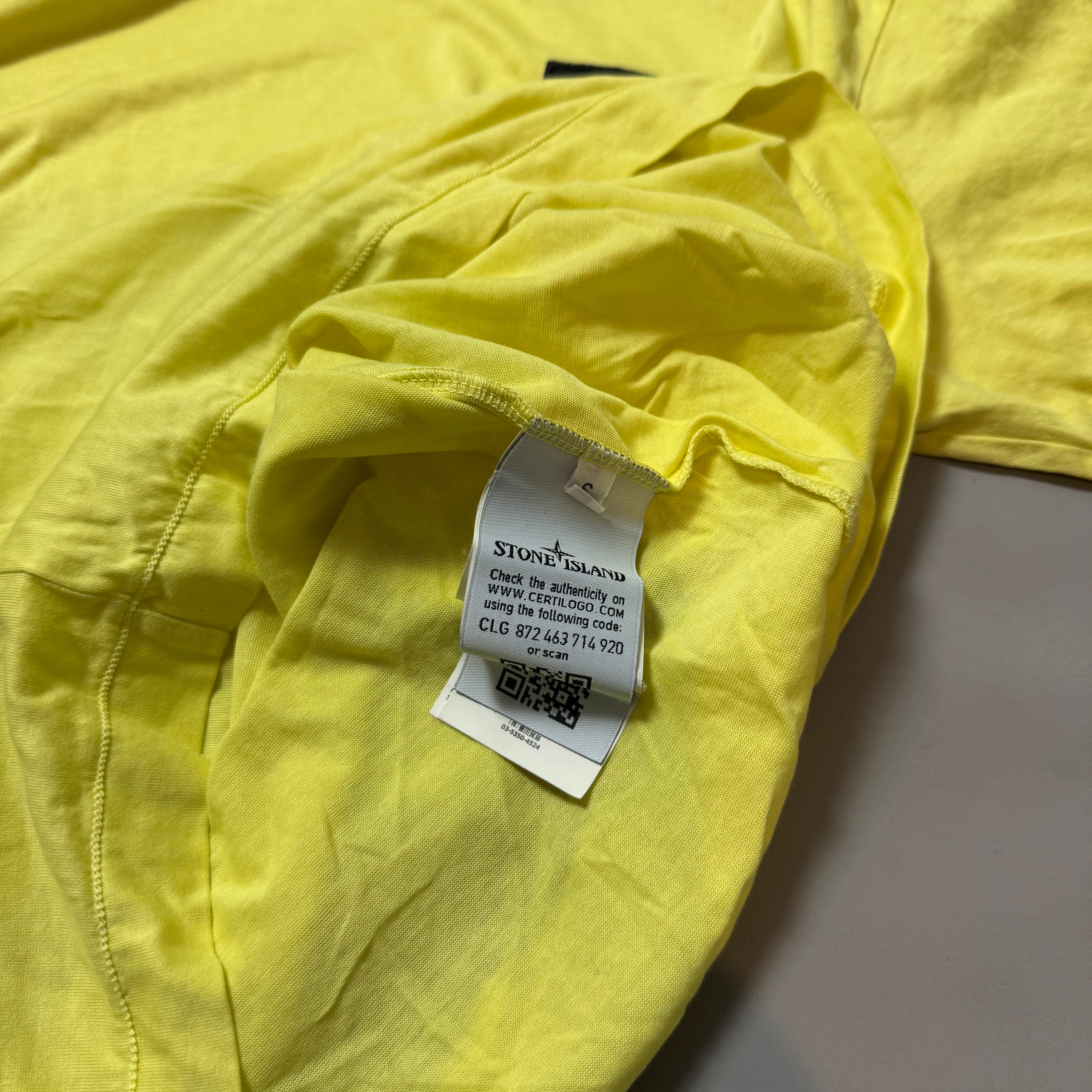 Stone Island Yellow Plain T-Shirt - Small