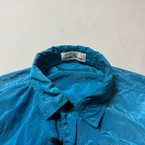 Stone Island Blue Nylon Metal Shimmer Overshirt - Large