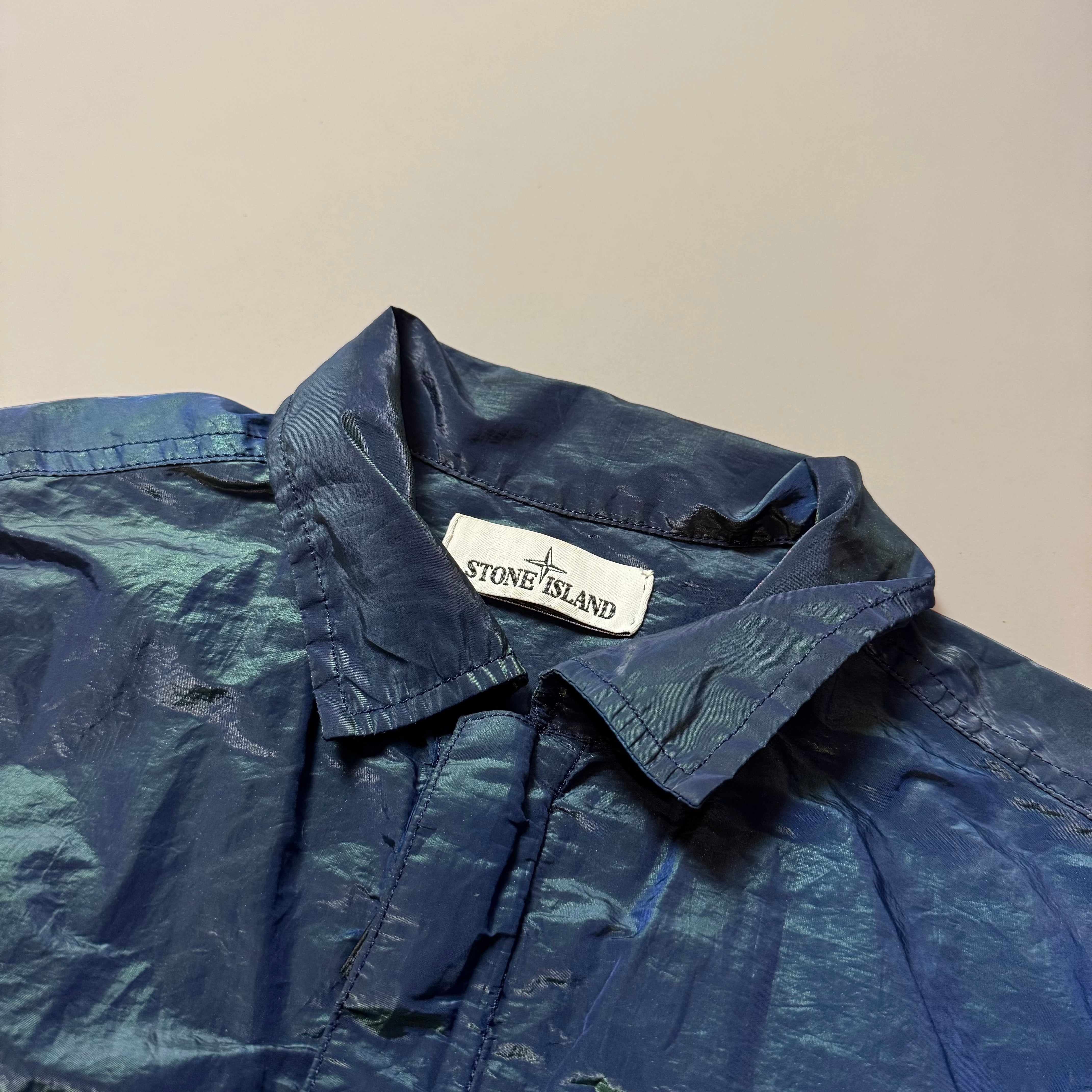 Stone Island Blue Green Weft Overshirt - Small