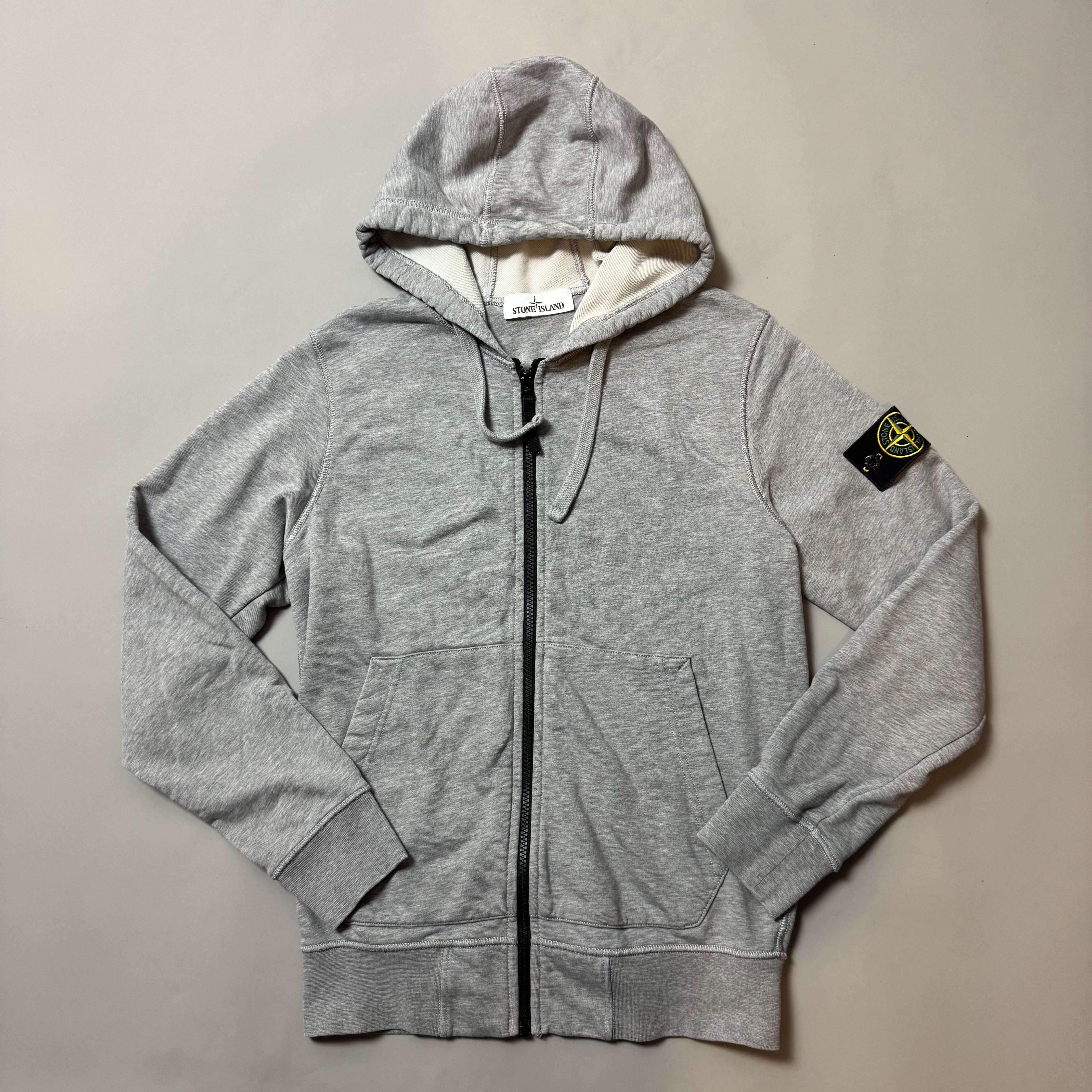 Stone Island Grey Zip Up Hoodie - Small