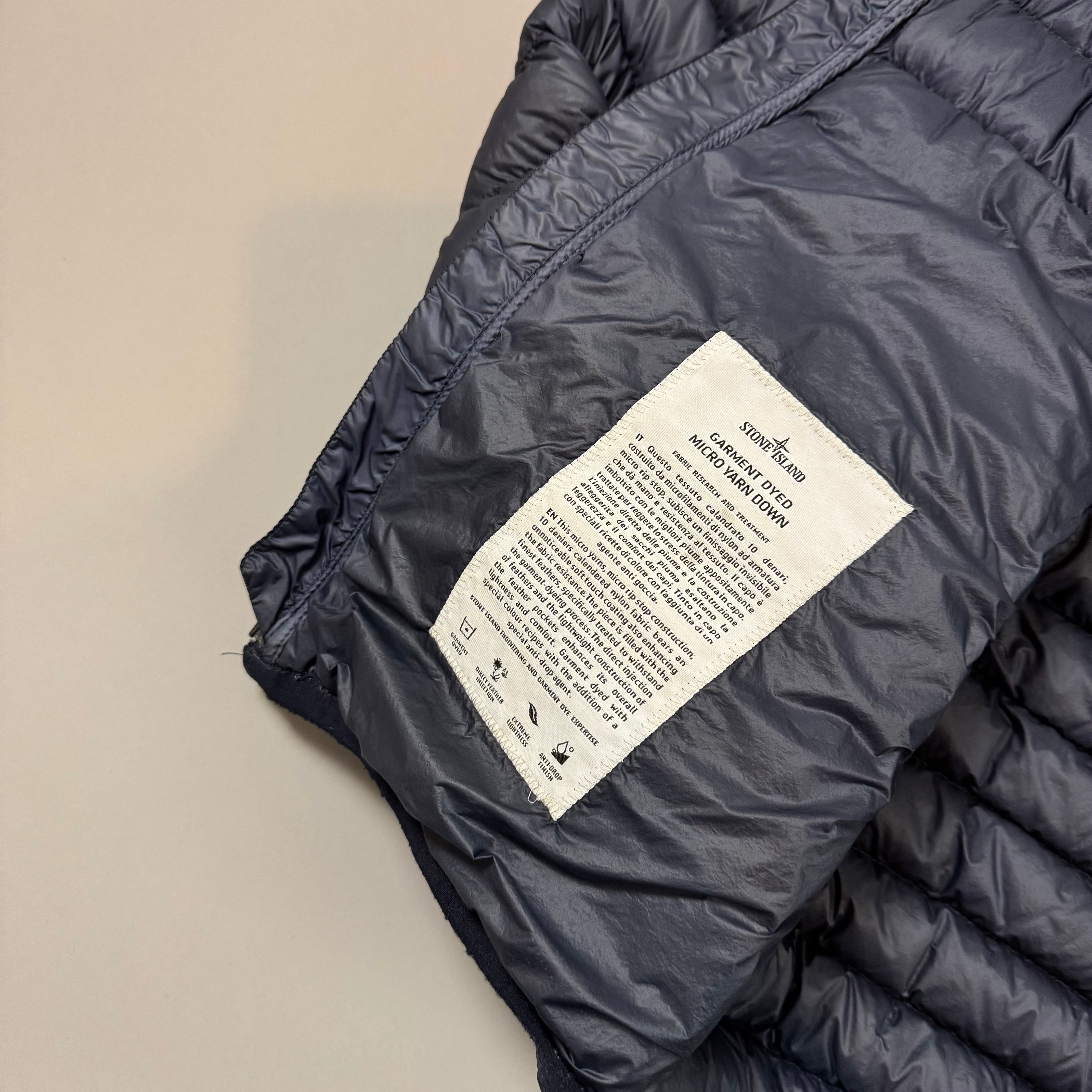 Stone Island Navy Garment Dyed Micro Yarn Down Jacket - Medium