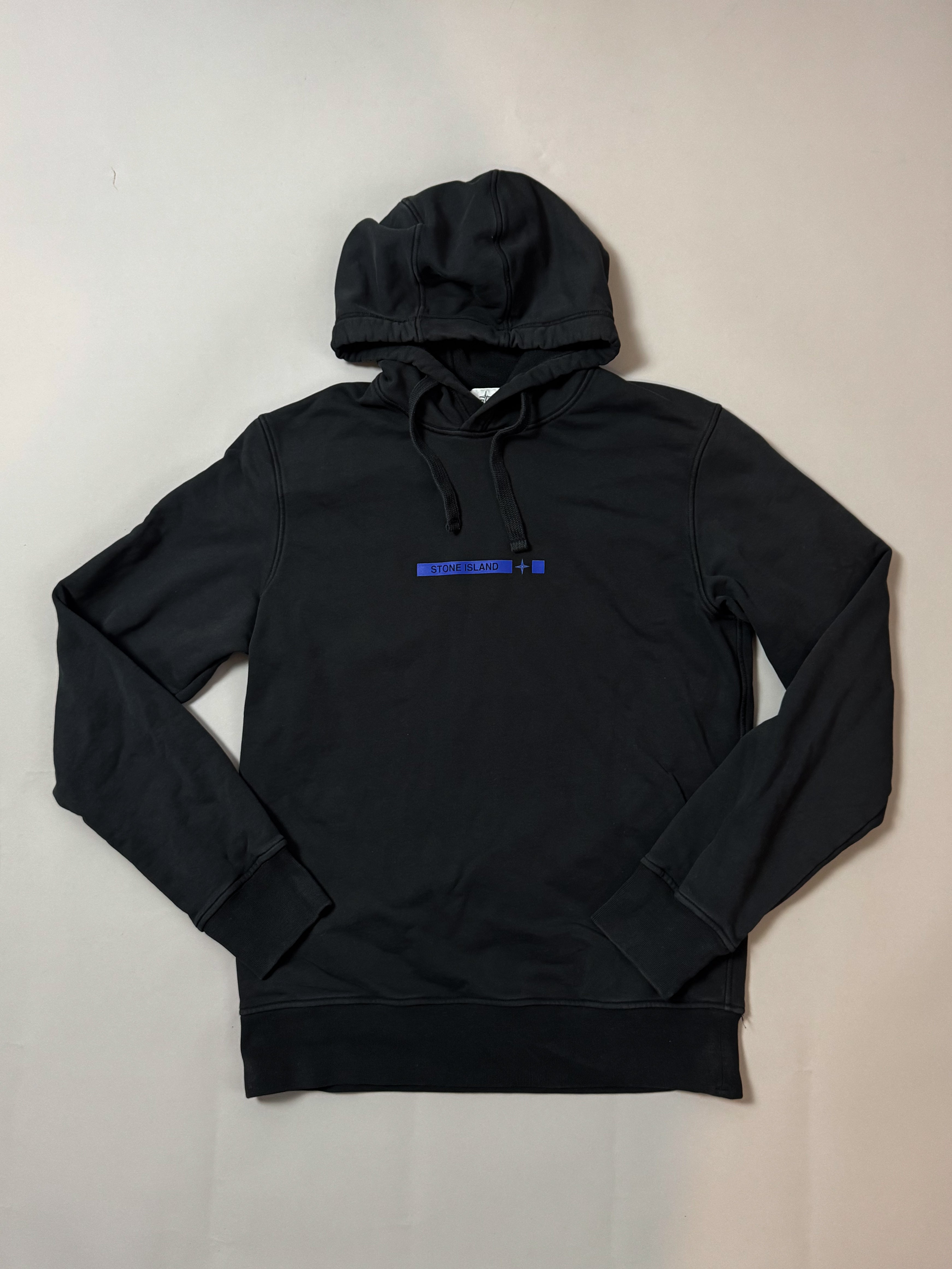Stone Island Black Text Hoodie - Medium