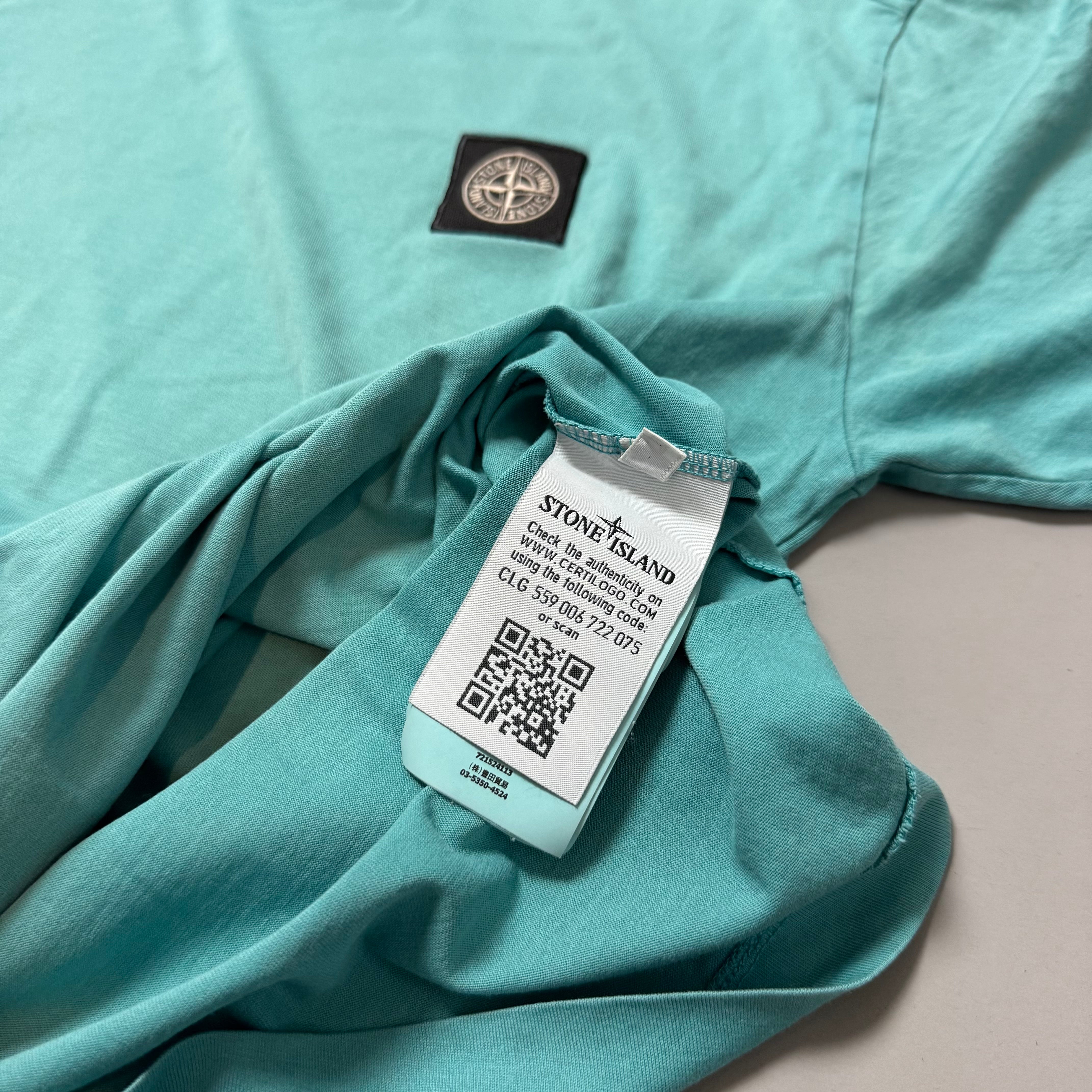 Stone Island Teal Plain T-shirt - Small