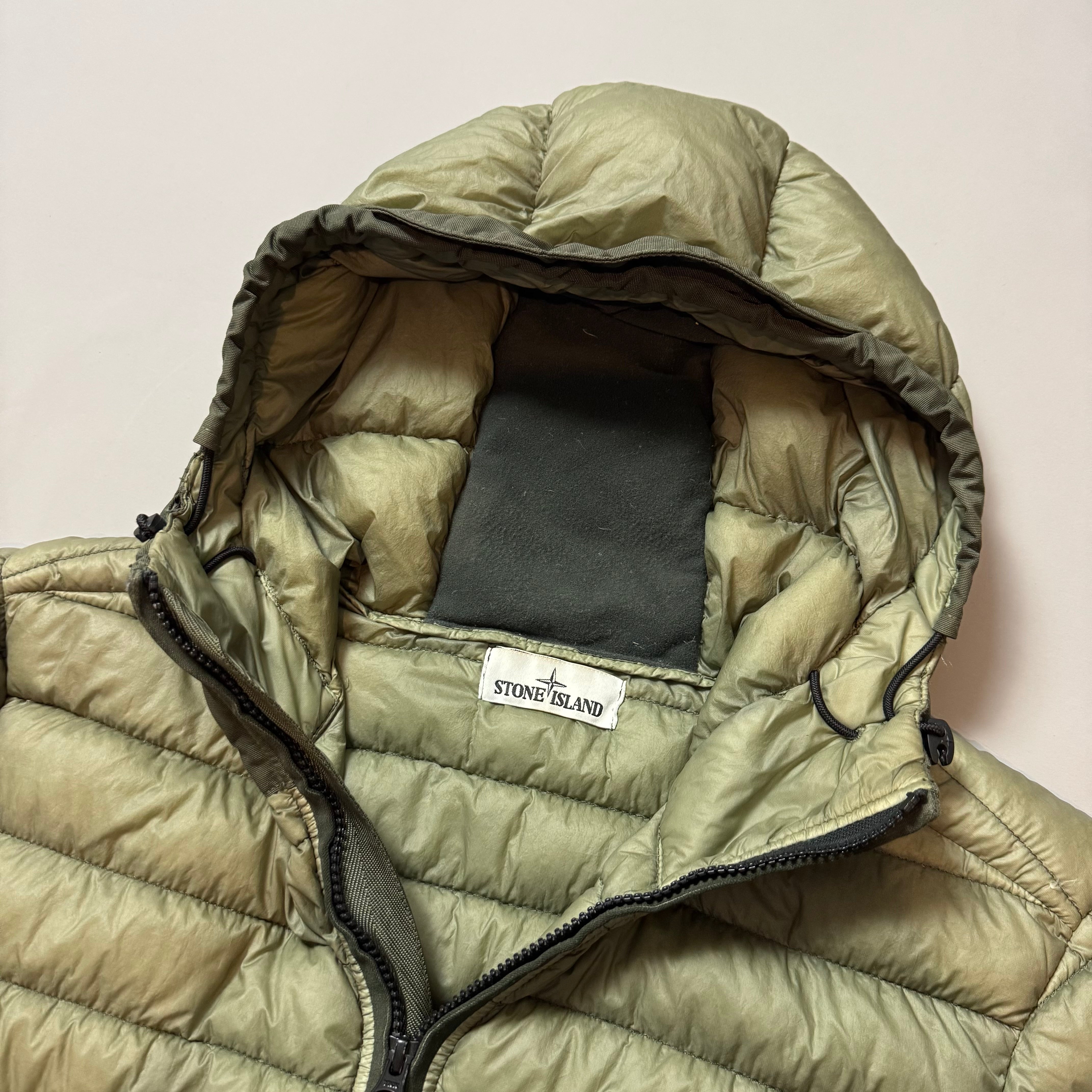Stone Island Green Garment Dyed Micro Yarn Down Jacket - Medium