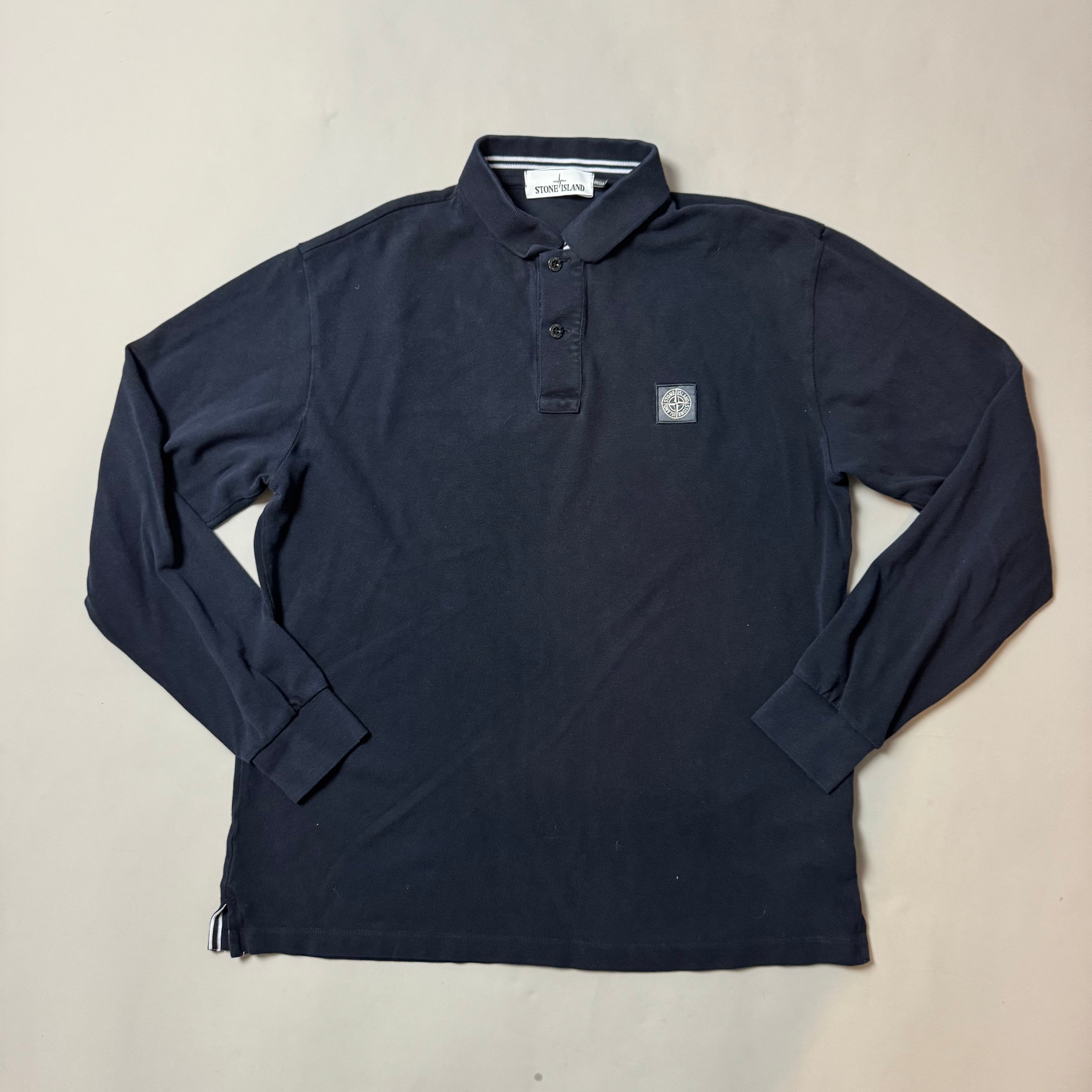 Stone Island Navy Long Sleeve Polo Shirt - XL