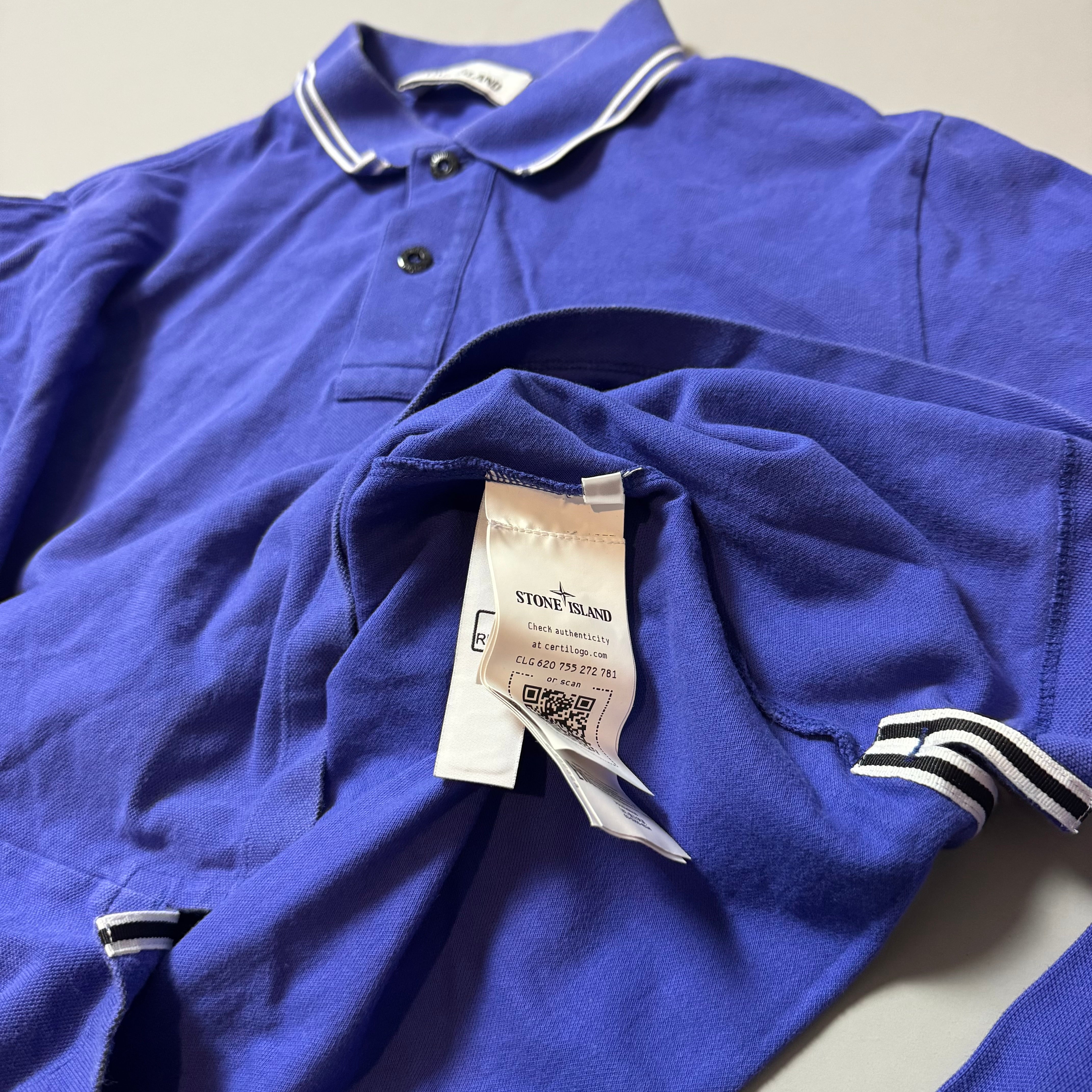 Stone Island Periwinkle Blue Long Sleeve Polo - Large