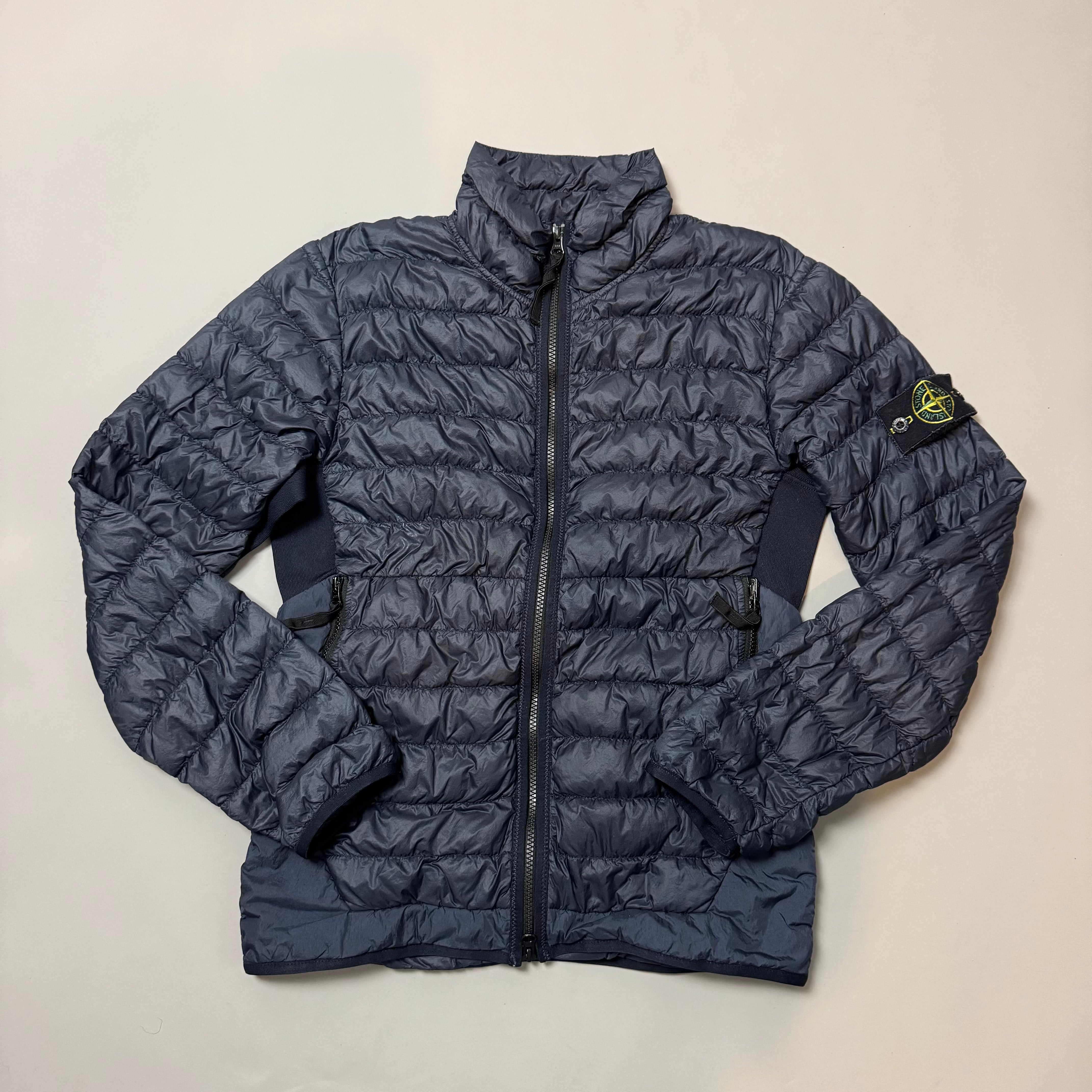 Stone Island Navy Garment Dyed Micro Yarn Down Jacket - Small