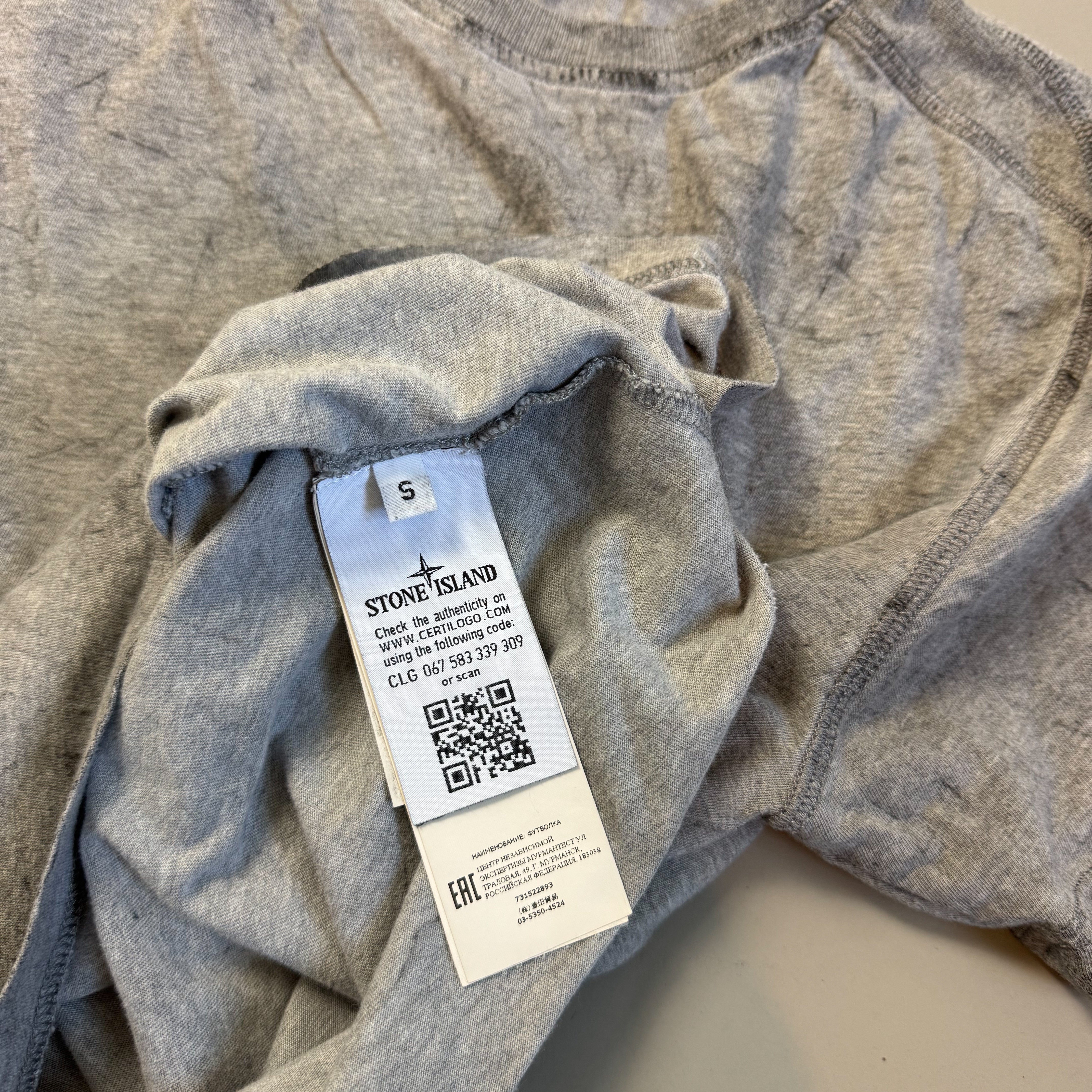 Stone Island Grey Dust Treatment T-shirt - Small