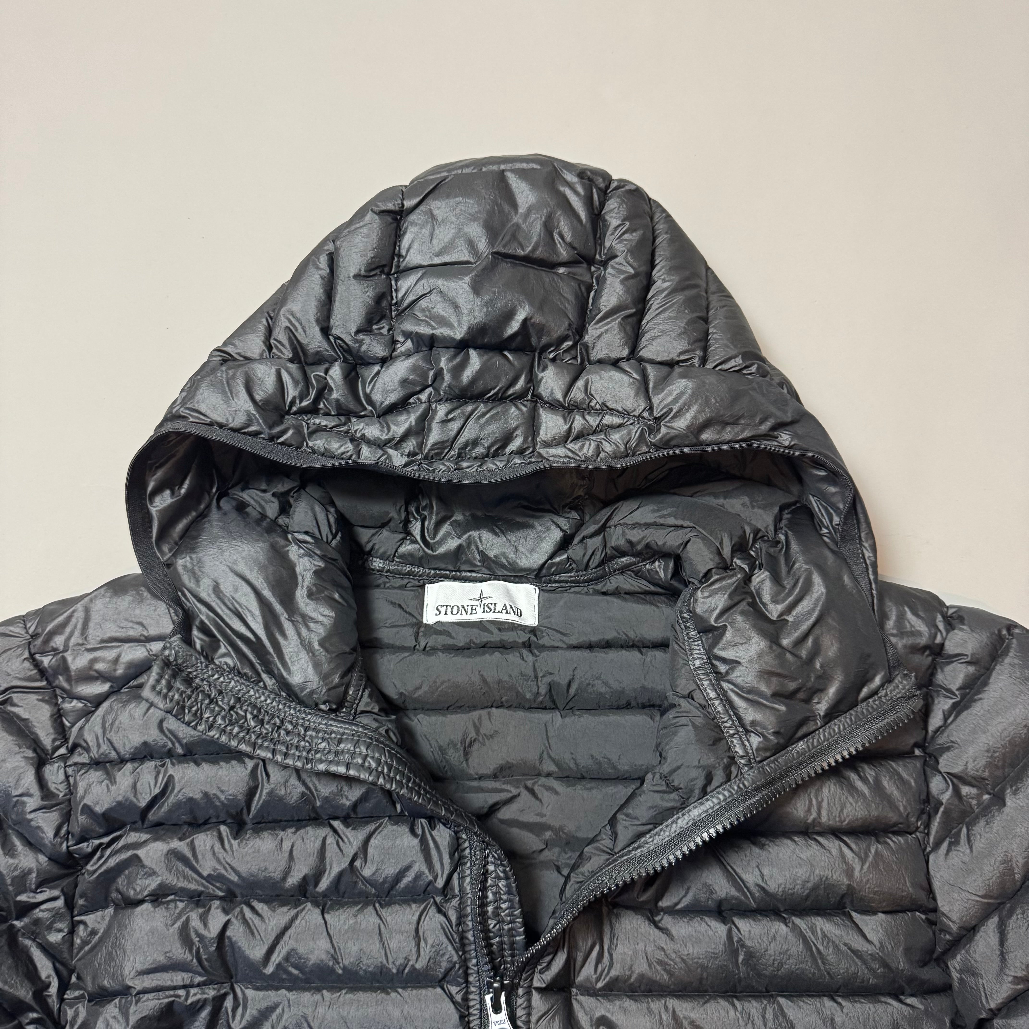 Stone Island Black Loom Woven Down Chambers R Nylon Down TC Jacket - Medium