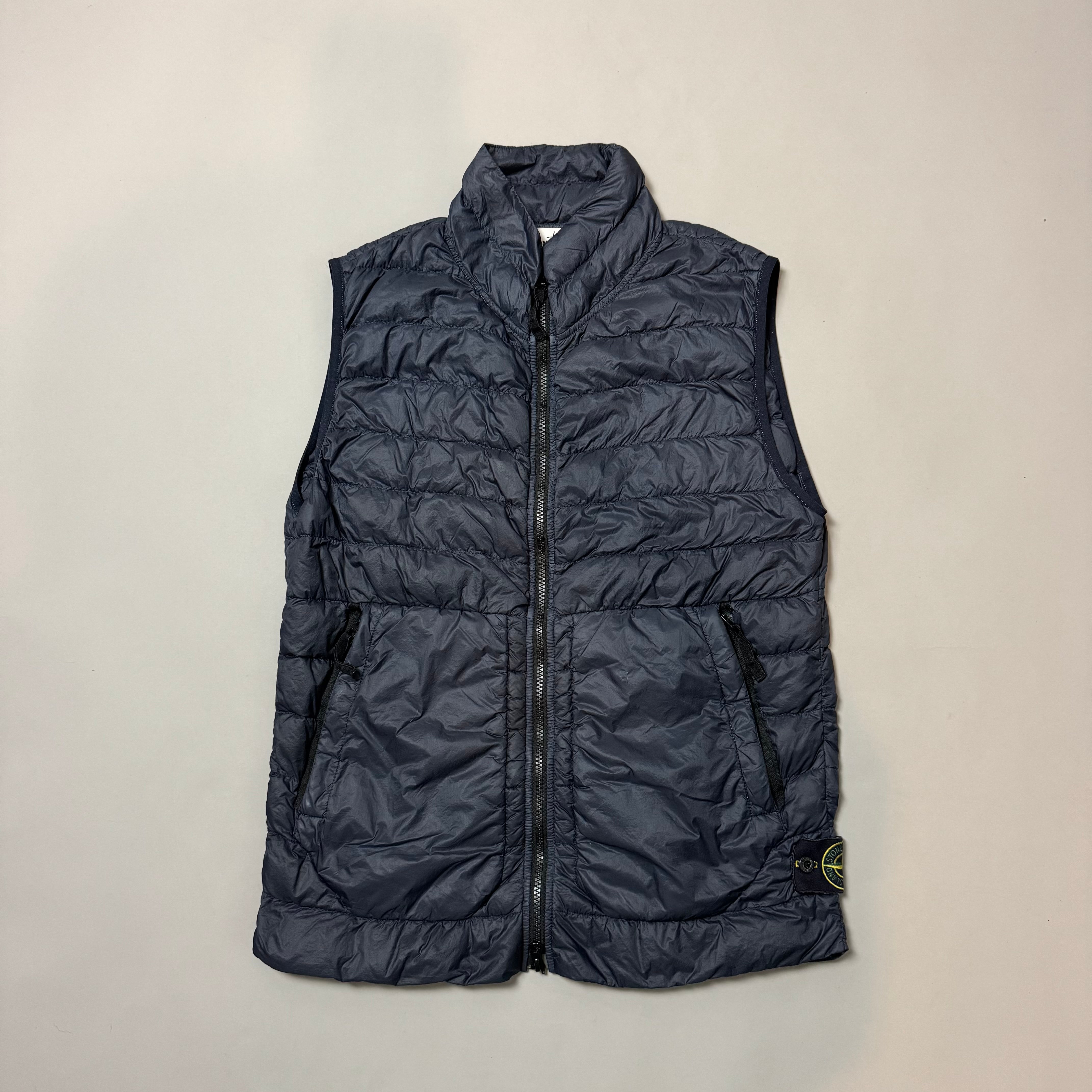 Stone Island Navy Blue Garment Dyed Down Gilet - Medium